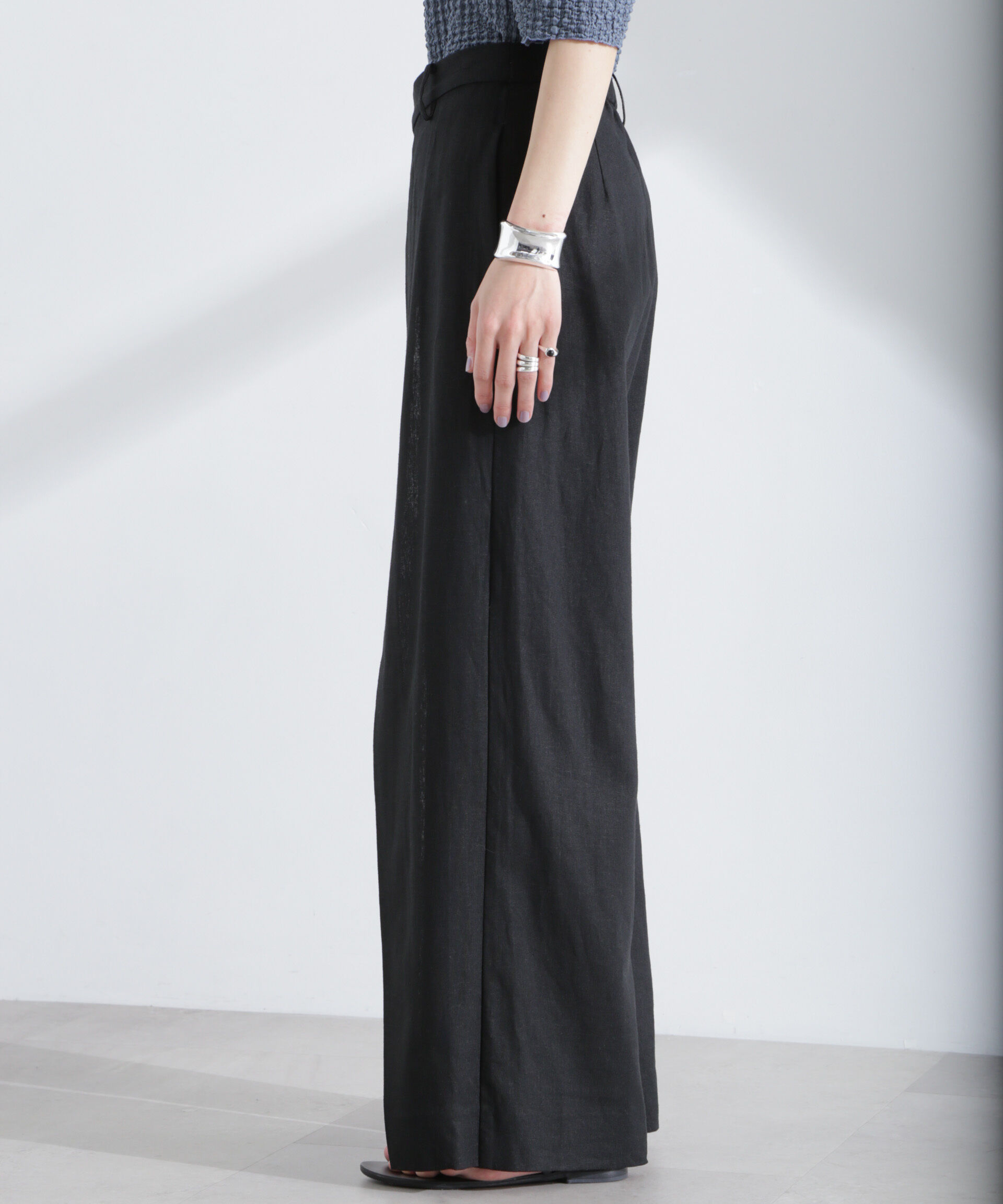 nano･universe「リネン混ラップパンツ(セットアップ可)」|チノ|