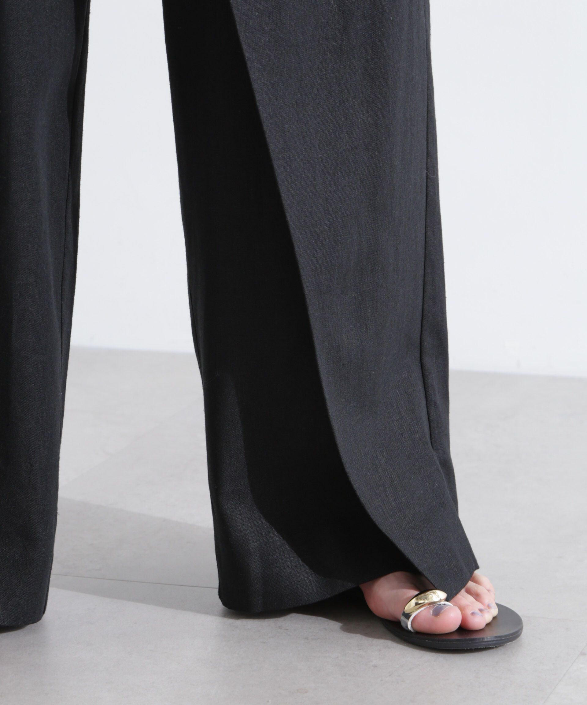 nano･universe「リネン混ラップパンツ(セットアップ可)」|チノ|