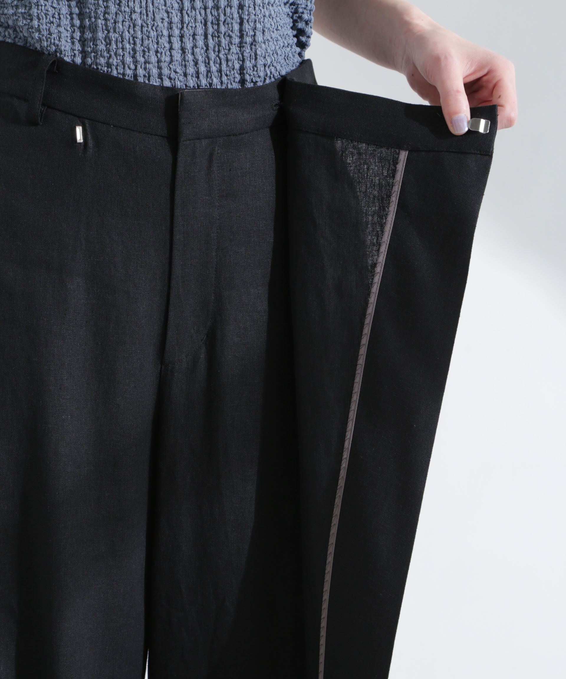 nano･universe「リネン混ラップパンツ(セットアップ可)」|チノ|