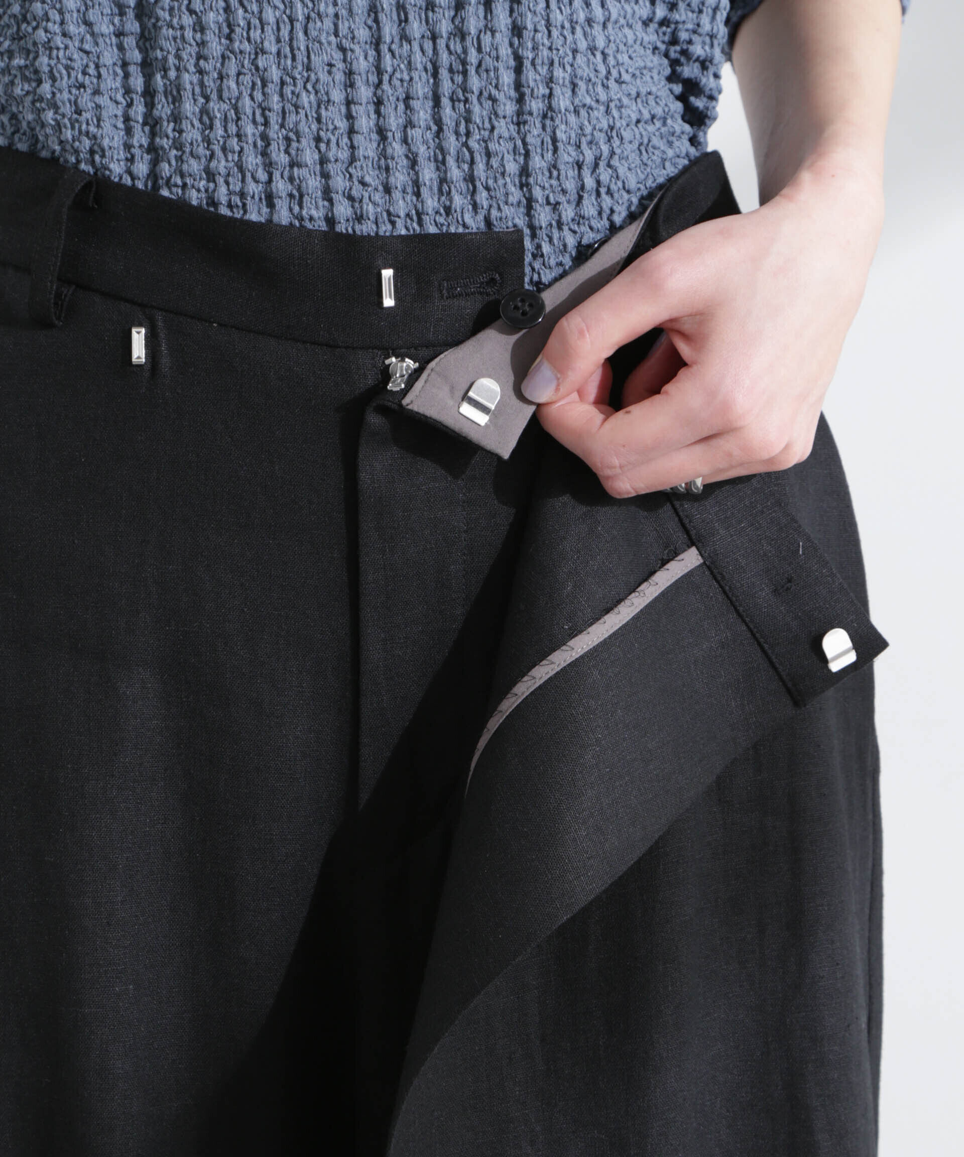 nano･universe「リネン混ラップパンツ(セットアップ可)」|チノ|