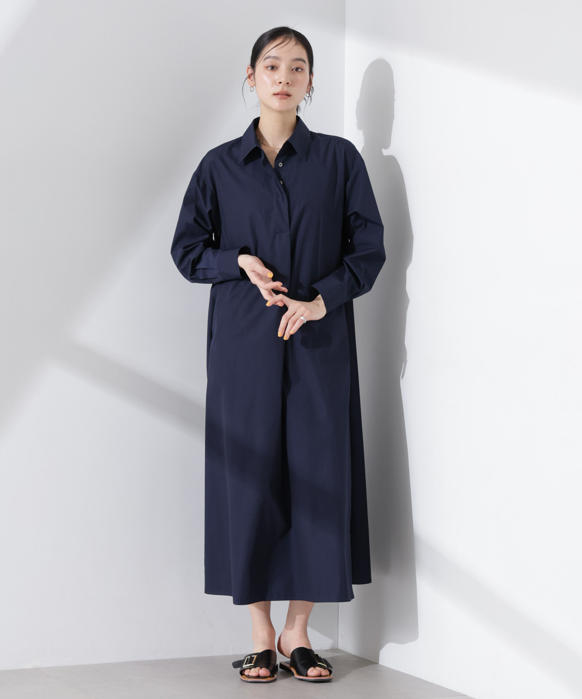 nano･universe「ニュアンスカラーフレアシャツワンピース」|ワンピース|