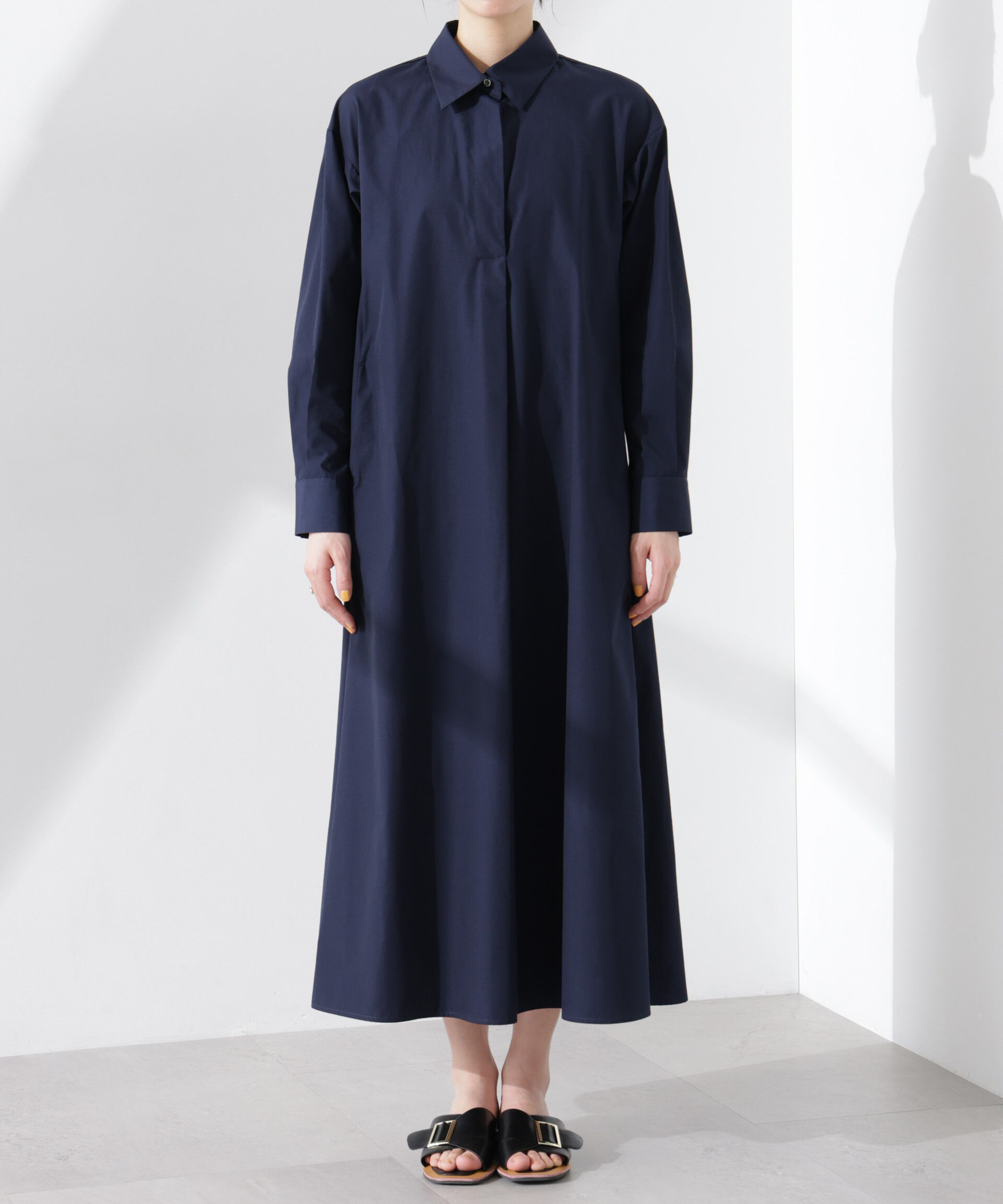 nano･universe「ニュアンスカラーフレアシャツワンピース」|ワンピース|