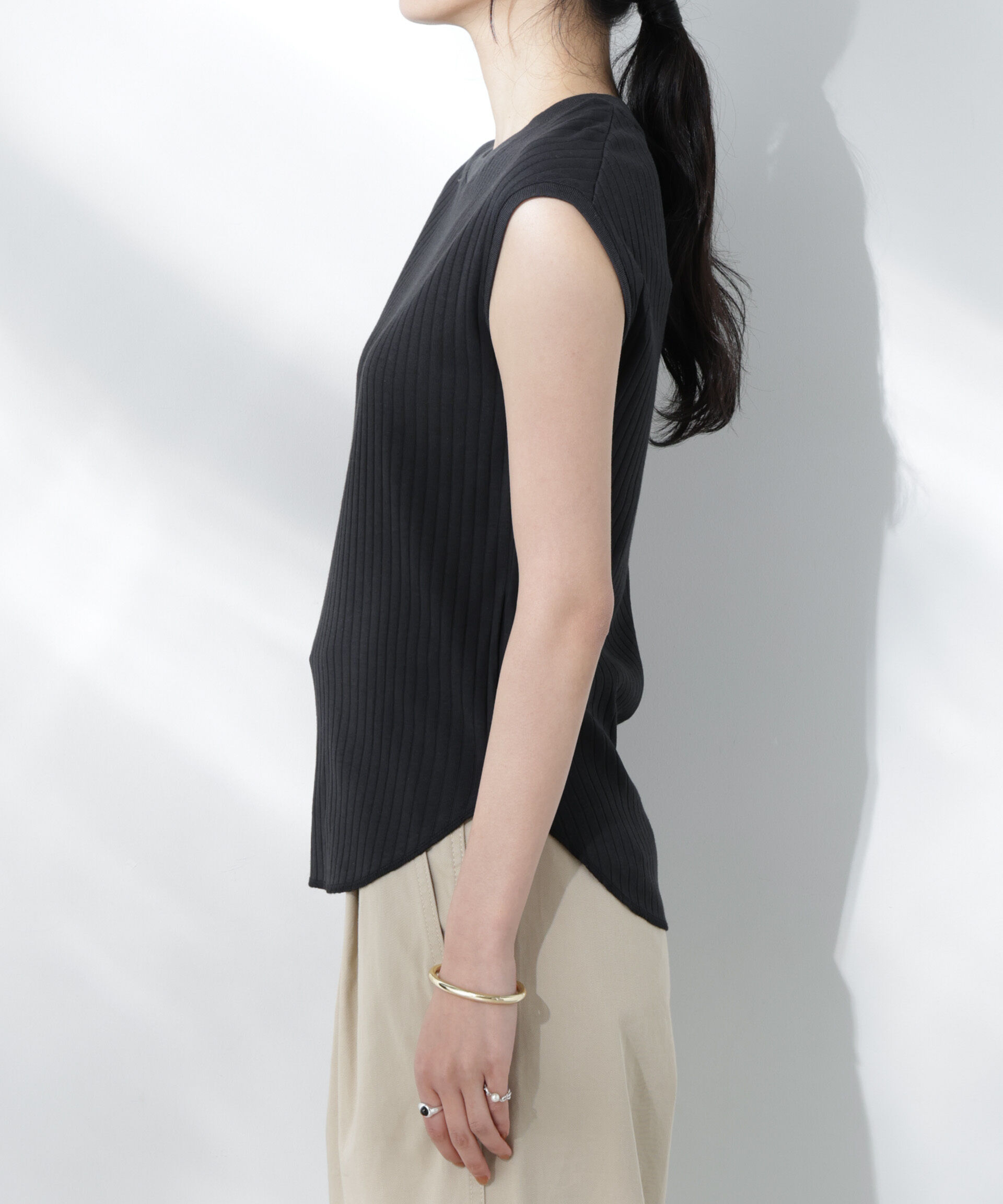 nano･universe「Anti Soaked(R) 汗染み防止リブノースリーブTシャツ（セットアップ可）」|Tシャツ・カットソー|