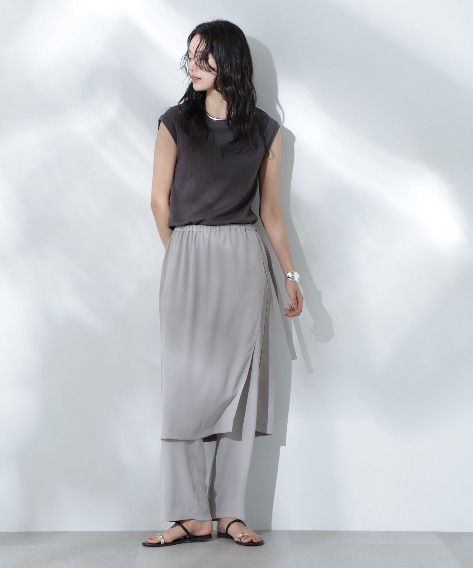 nano･universe「Anti Soaked(R) 汗染み防止リブノースリーブTシャツ（セットアップ可）」|Tシャツ・カットソー|