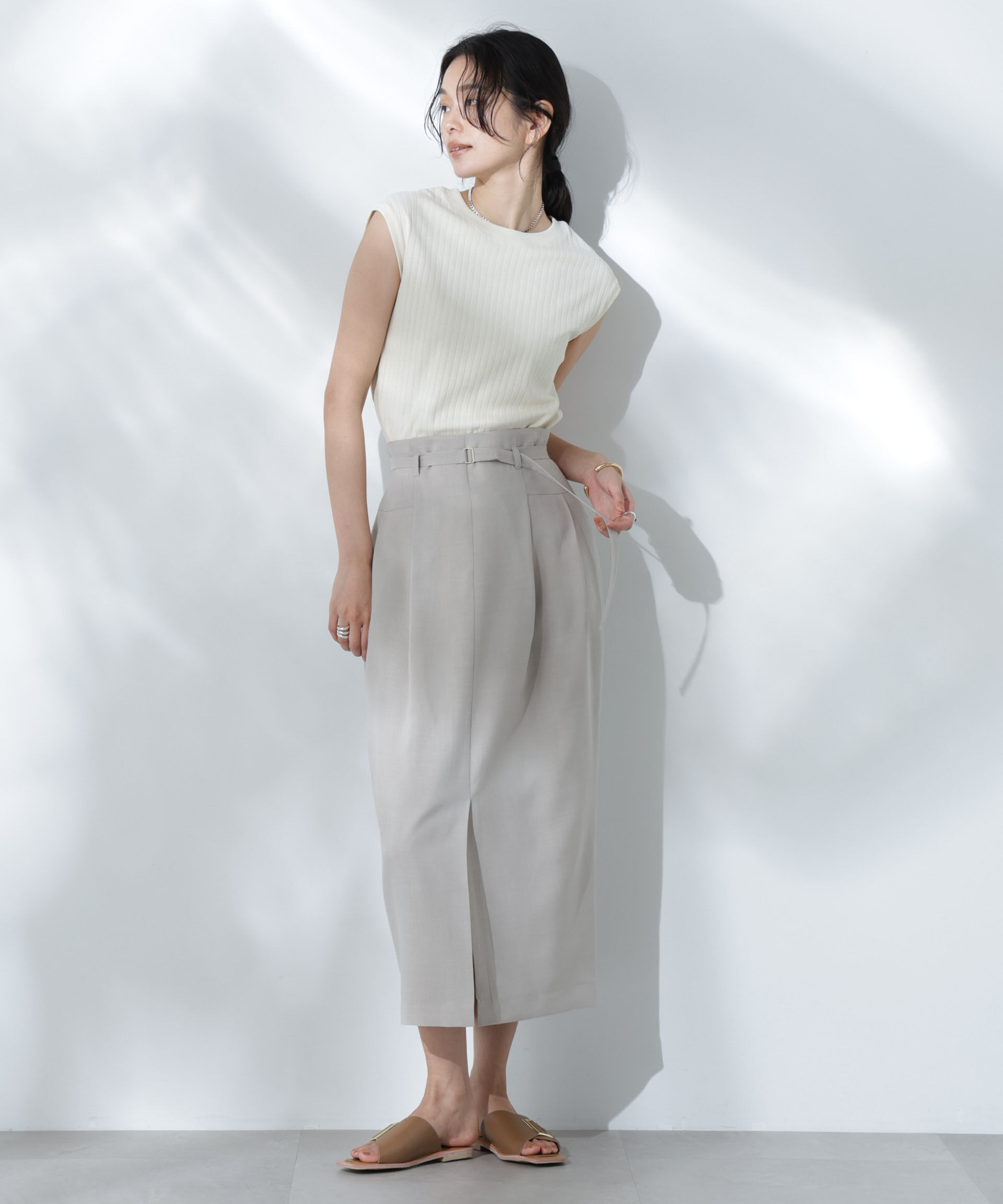 nano･universe「Anti Soaked(R) 汗染み防止リブノースリーブTシャツ（セットアップ可）」|Tシャツ・カットソー|