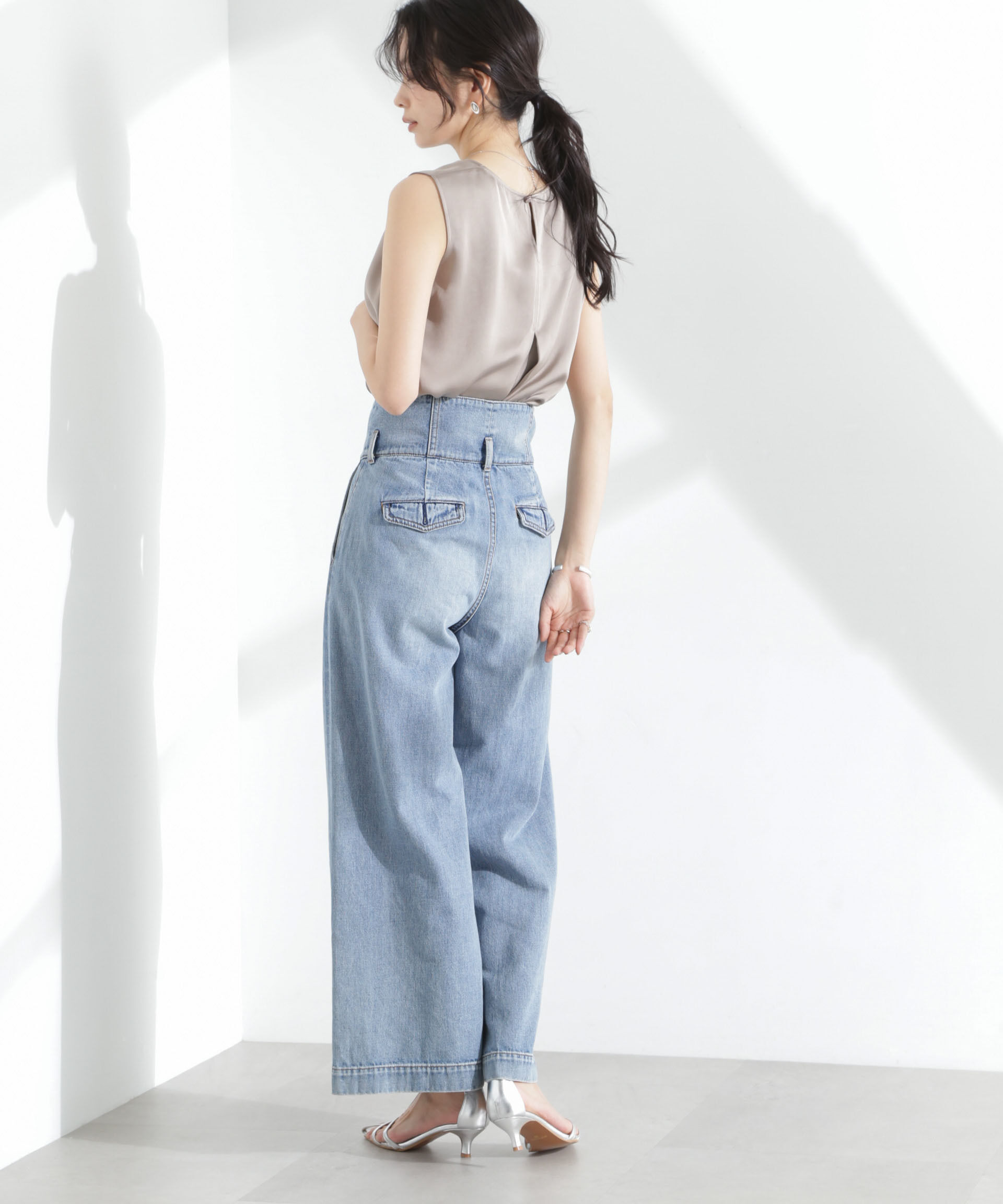 nano･universe「ダブルサテンノースリーブトップス」|シャツ・ブラウス|