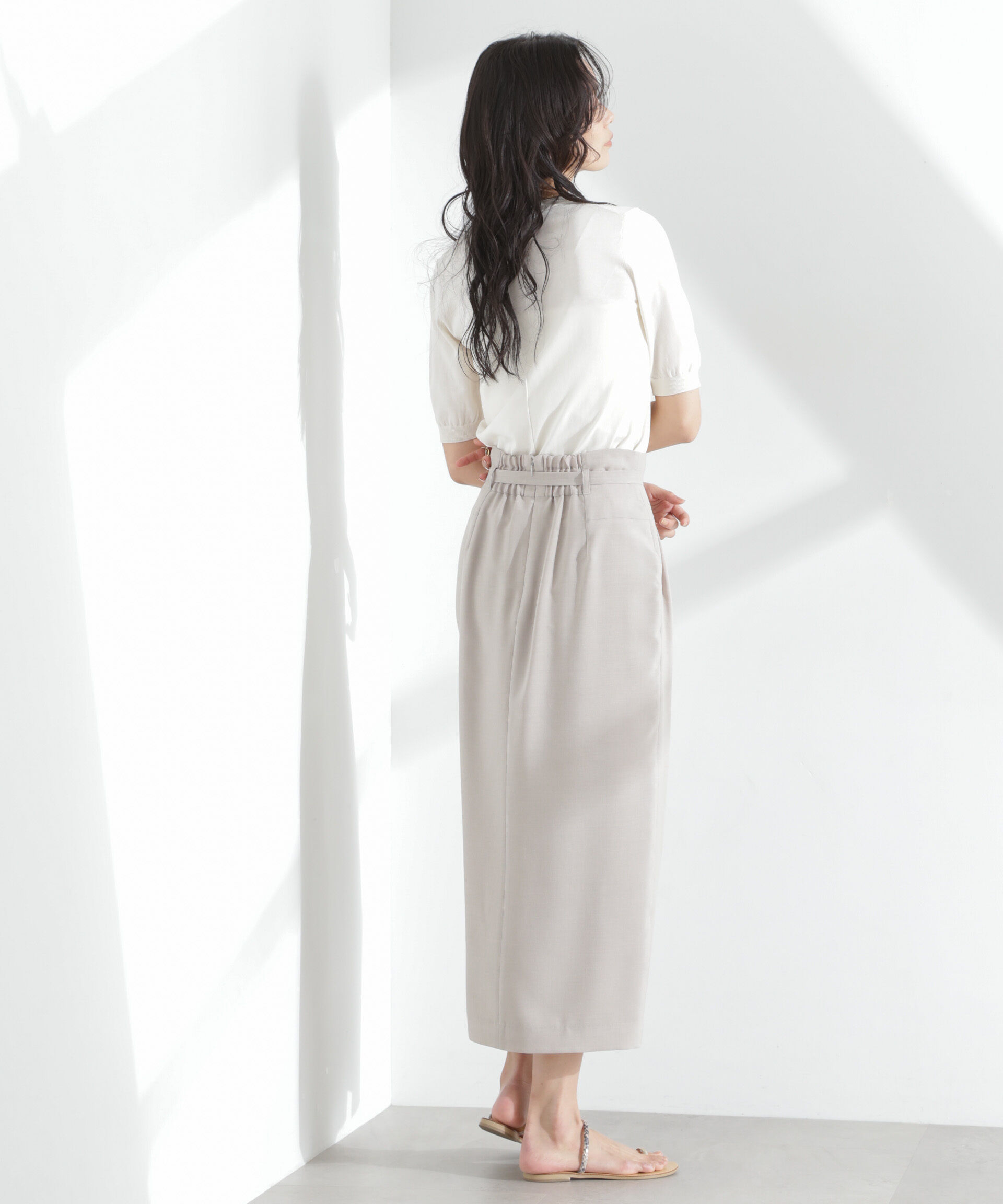 nano･universe「TEKNICO GIZAコットンVネックコンパクトニット」|ニット・セーター|