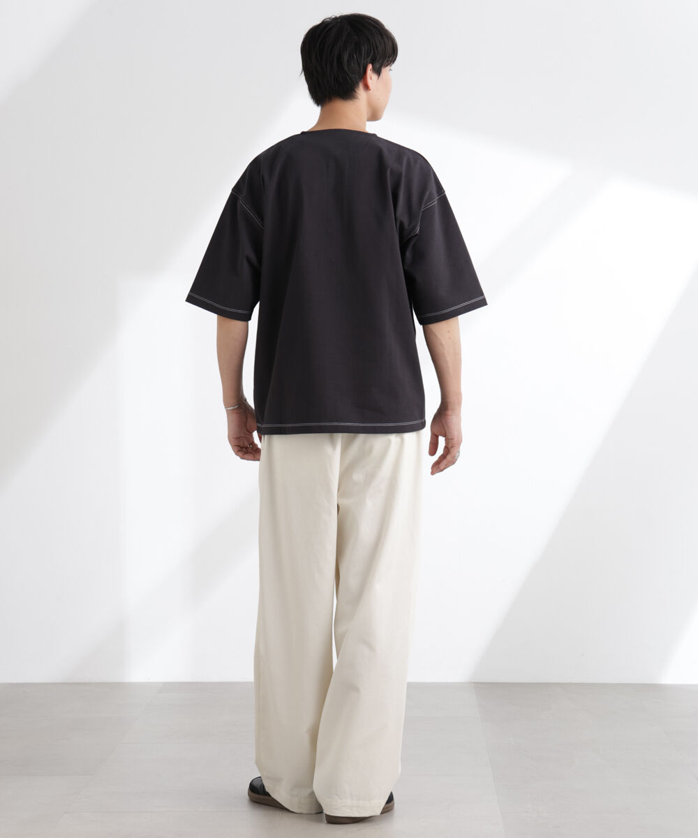 nano･universe「ヘビーオンスワイドヘンリーネックTシャツ 半袖」|Tシャツ・カットソー|