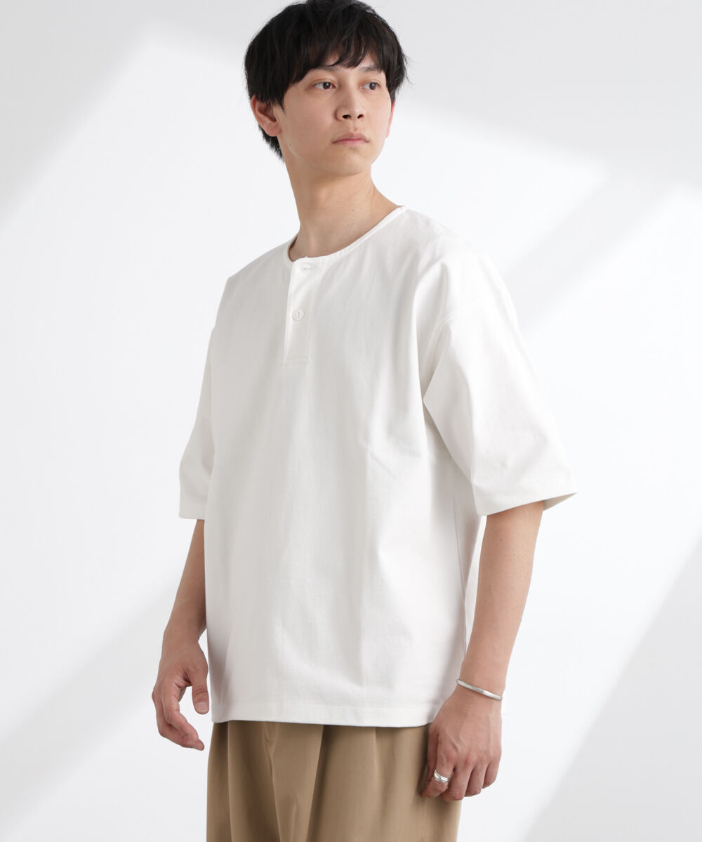 nano･universe「ヘビーオンスワイドヘンリーネックTシャツ 半袖」|Tシャツ・カットソー|