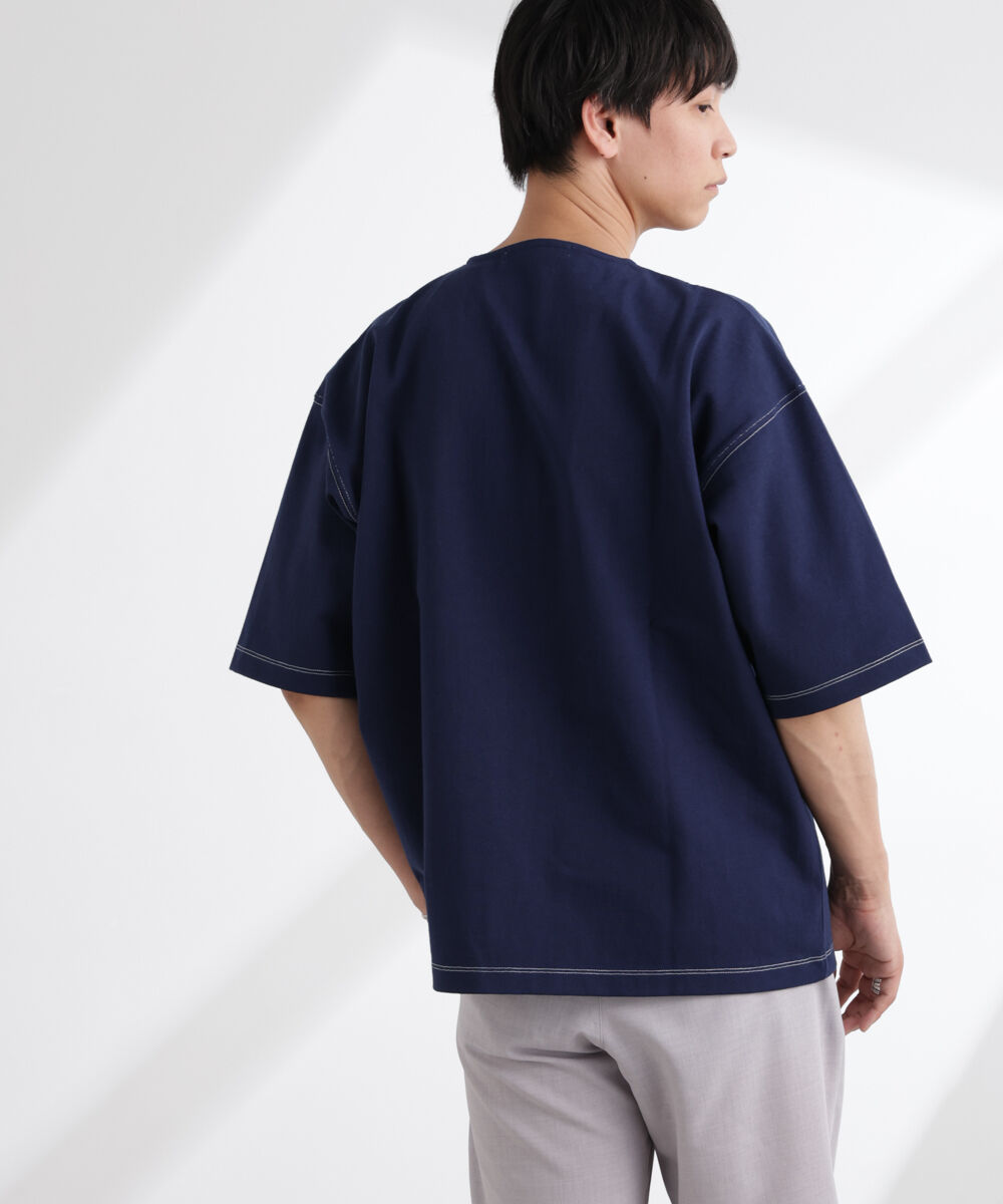 nano･universe「ヘビーオンスワイドヘンリーネックTシャツ 半袖」|Tシャツ・カットソー|