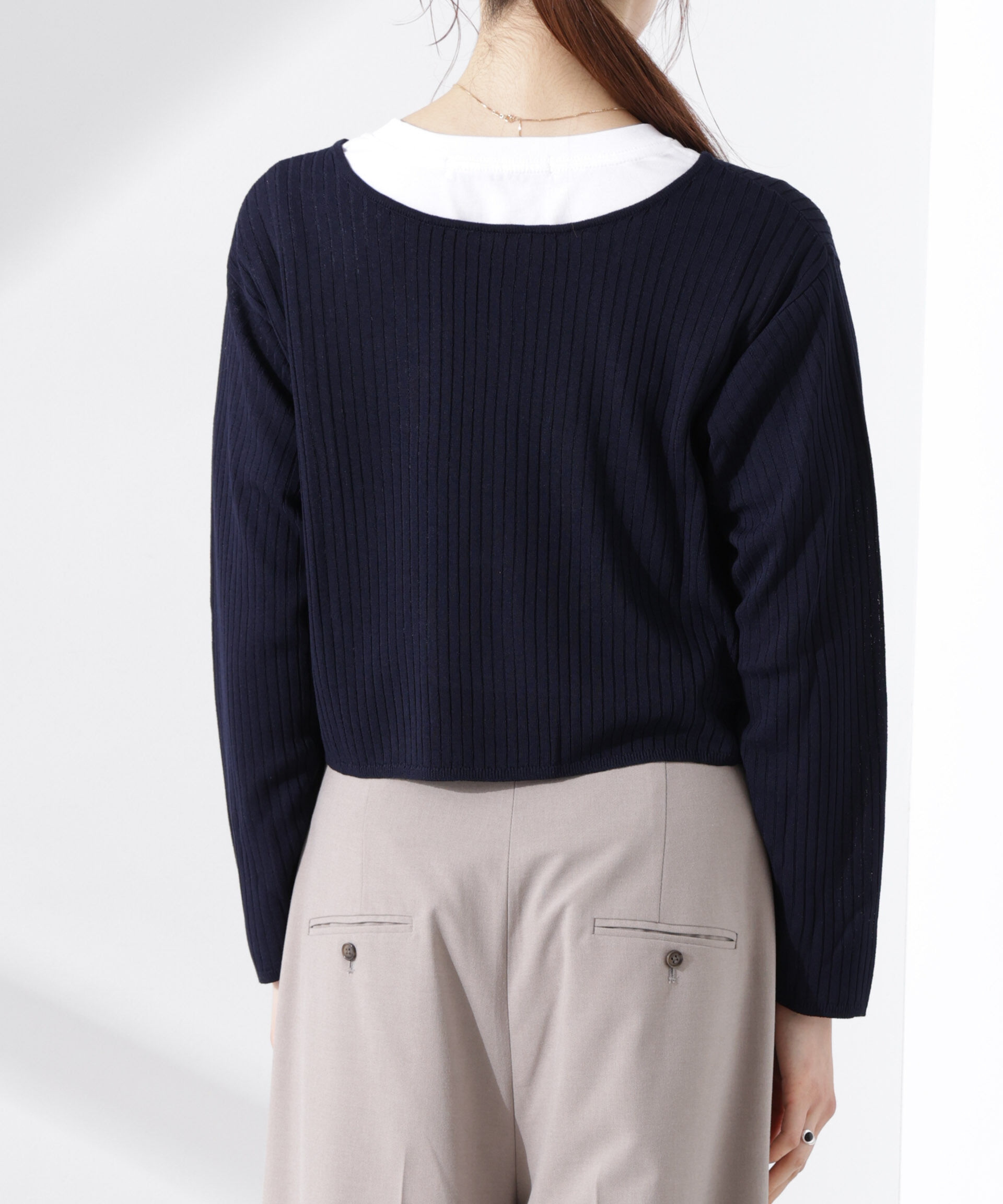 nano･universe「前後2wayリボン開きカーディガン」|ニット・セーター|