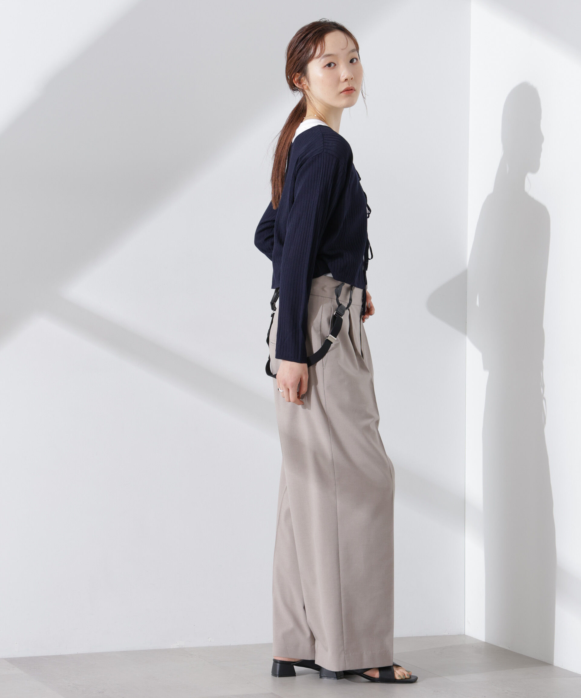 nano･universe「前後2wayリボン開きカーディガン」|ニット・セーター|