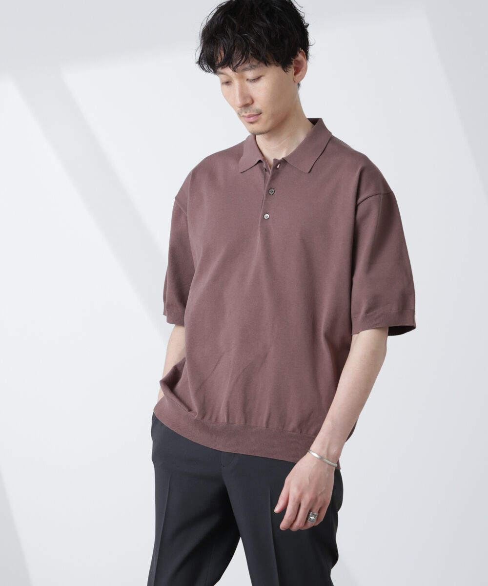  「コットン/ソロナ プレーティング 半袖ニットポロシャツ」|Tシャツ・カットソー|ブラウン