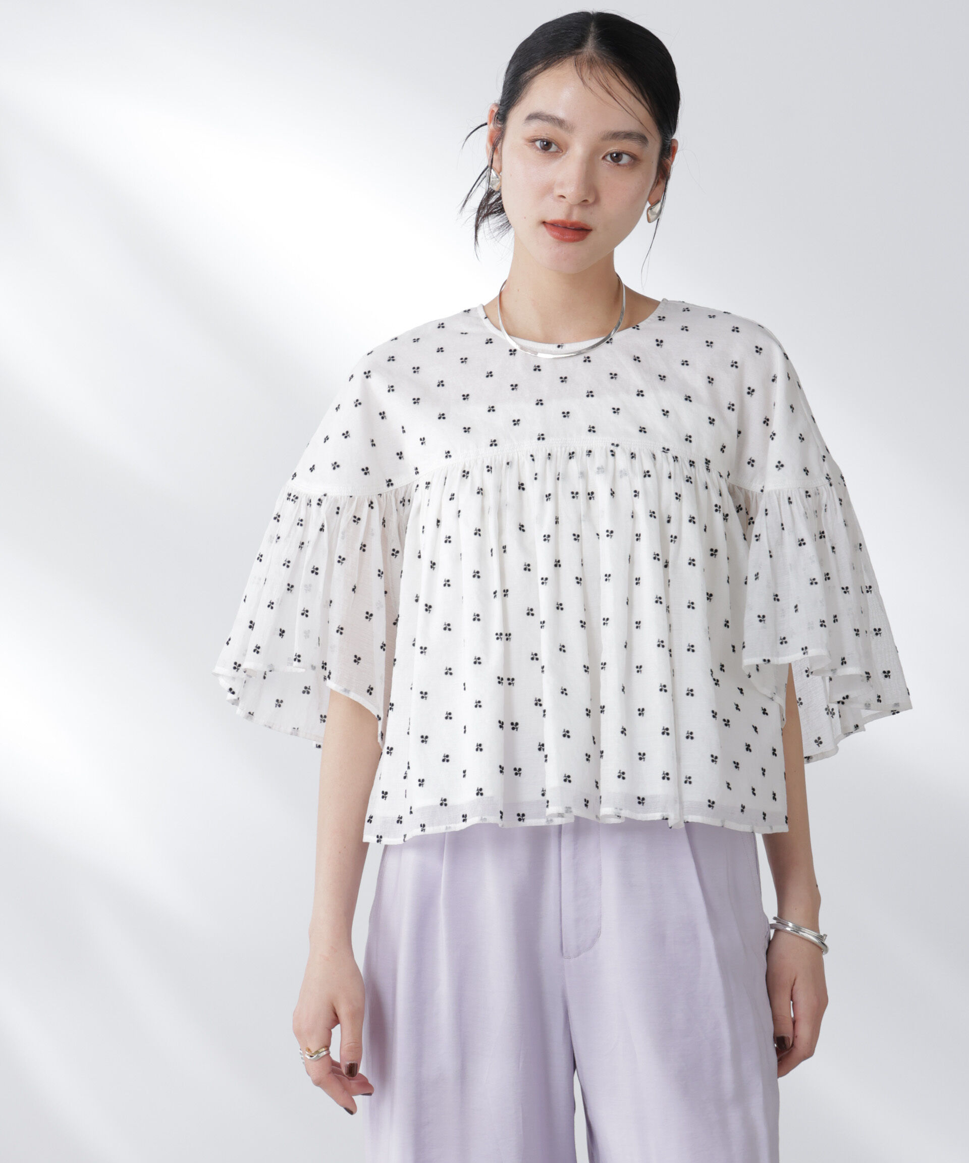 nano･universe「made in india コットンフロッキーフラワーブラウス」|シャツ・ブラウス|