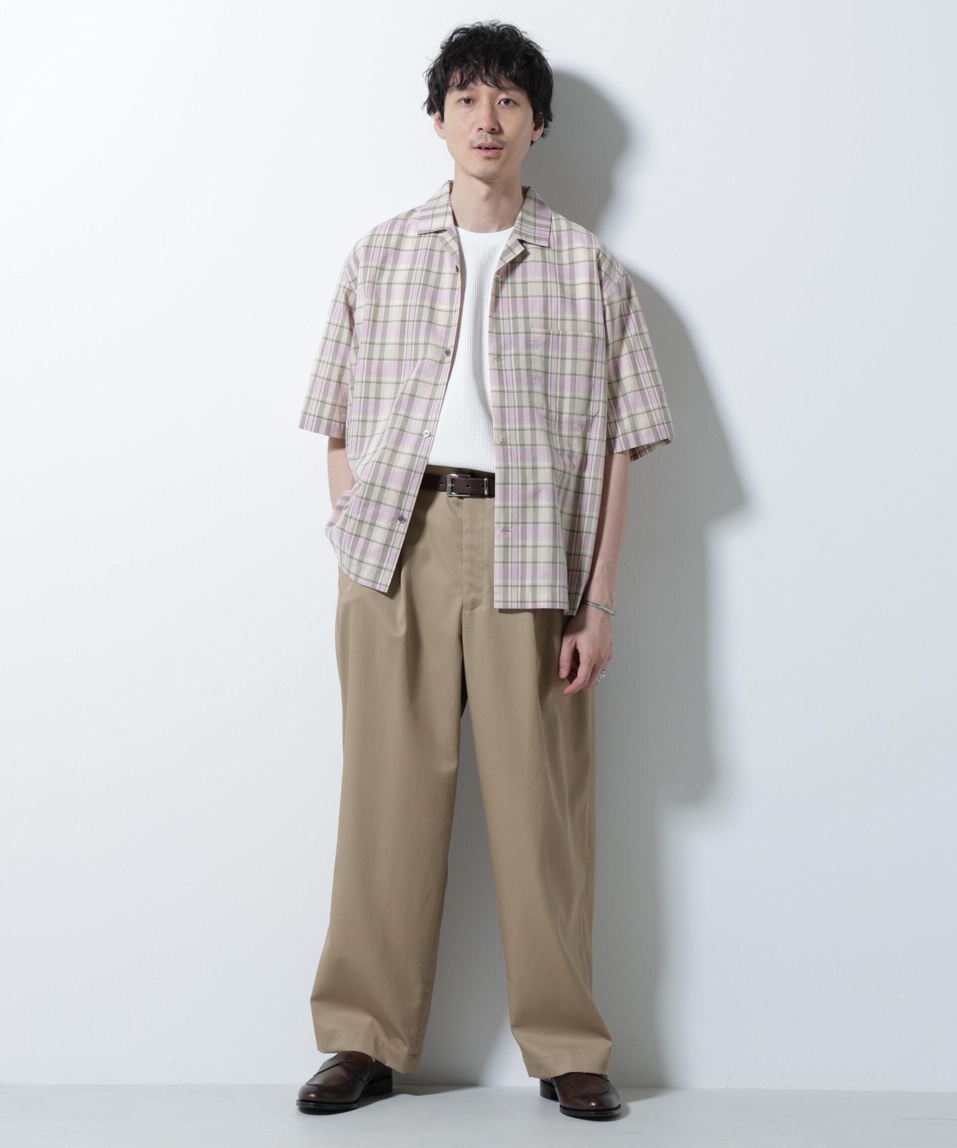 nano･universe「Fabric by INDIA オールドライクマドラスチェックシャツ 半袖」|シャツ・ブラウス|