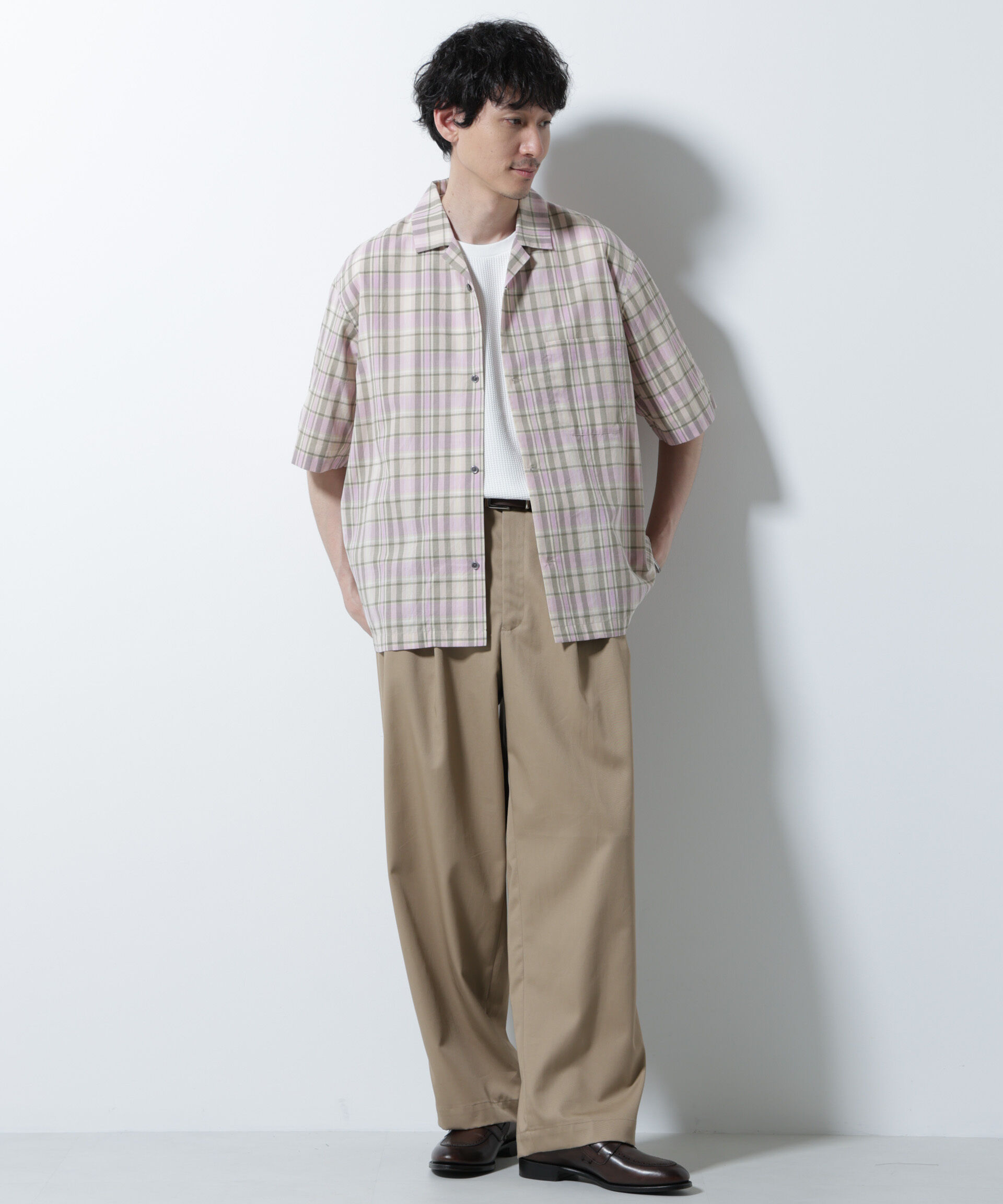 nano･universe「Fabric by INDIA オールドライクマドラスチェックシャツ 半袖」|シャツ・ブラウス|