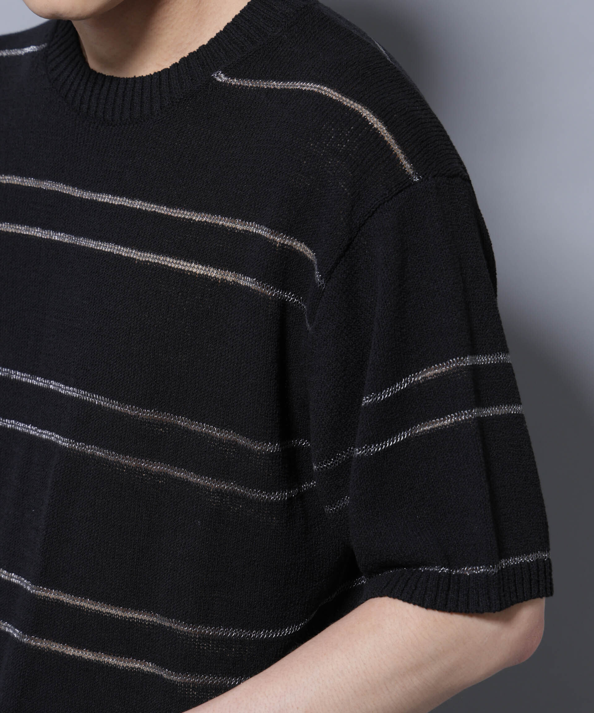 nano･universe「ブークレーラメボーダー ニットTシャツ」|ニット・セーター|