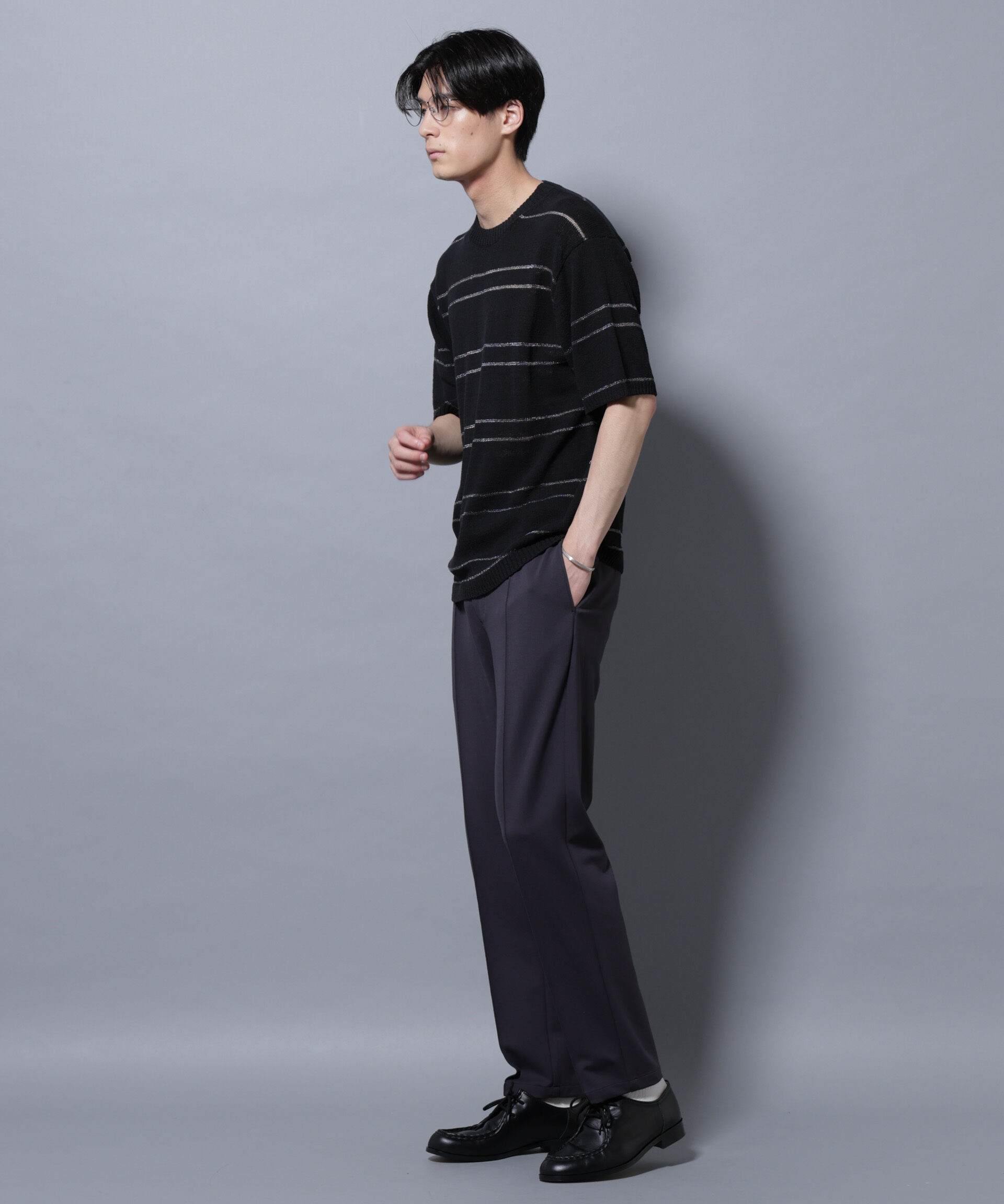 nano･universe「ブークレーラメボーダー ニットTシャツ」|ニット・セーター|