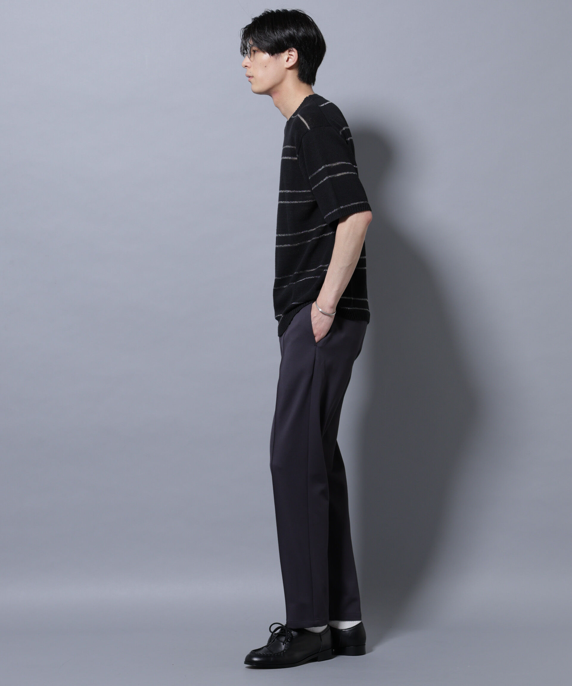 nano･universe「ブークレーラメボーダー ニットTシャツ」|ニット・セーター|