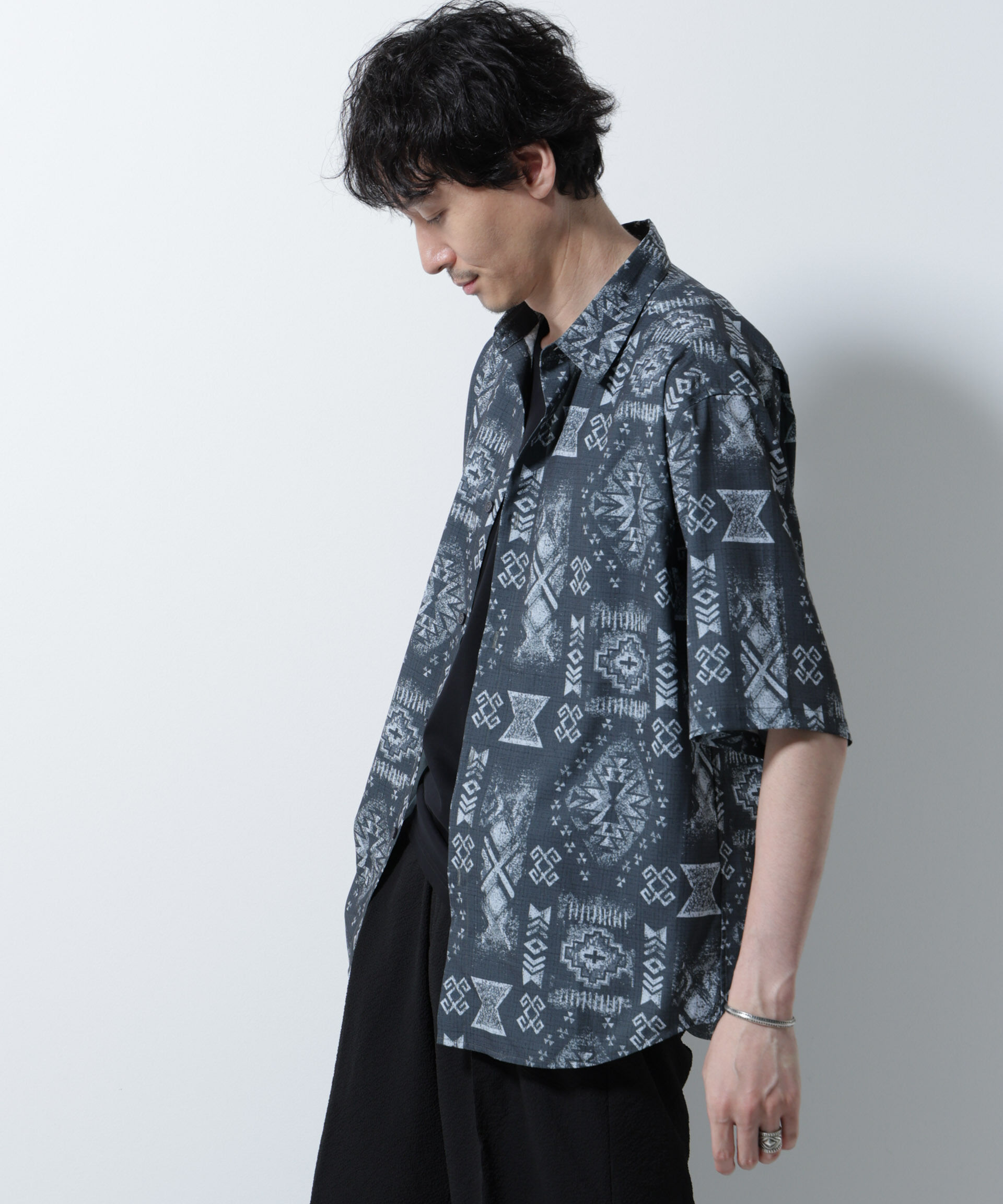 nano･universe「デジタルプリントシャツ 半袖」|シャツ・ブラウス|