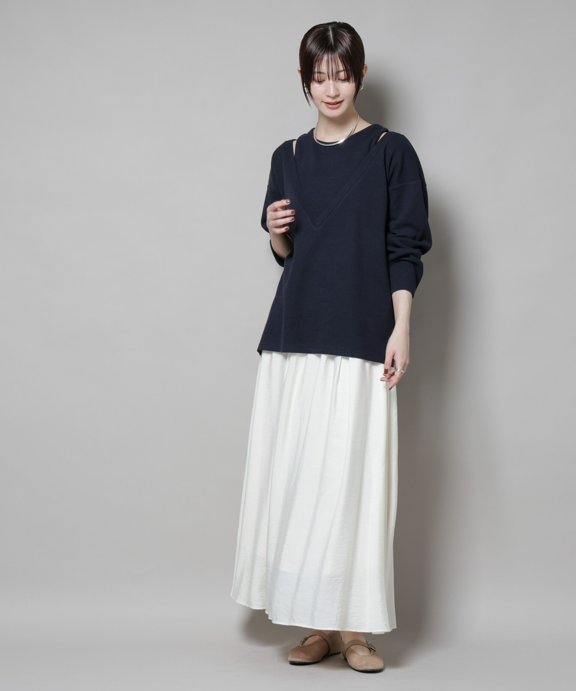 nano･universe「フェイクレイヤードワッフルカットトップス」|Tシャツ・カットソー|