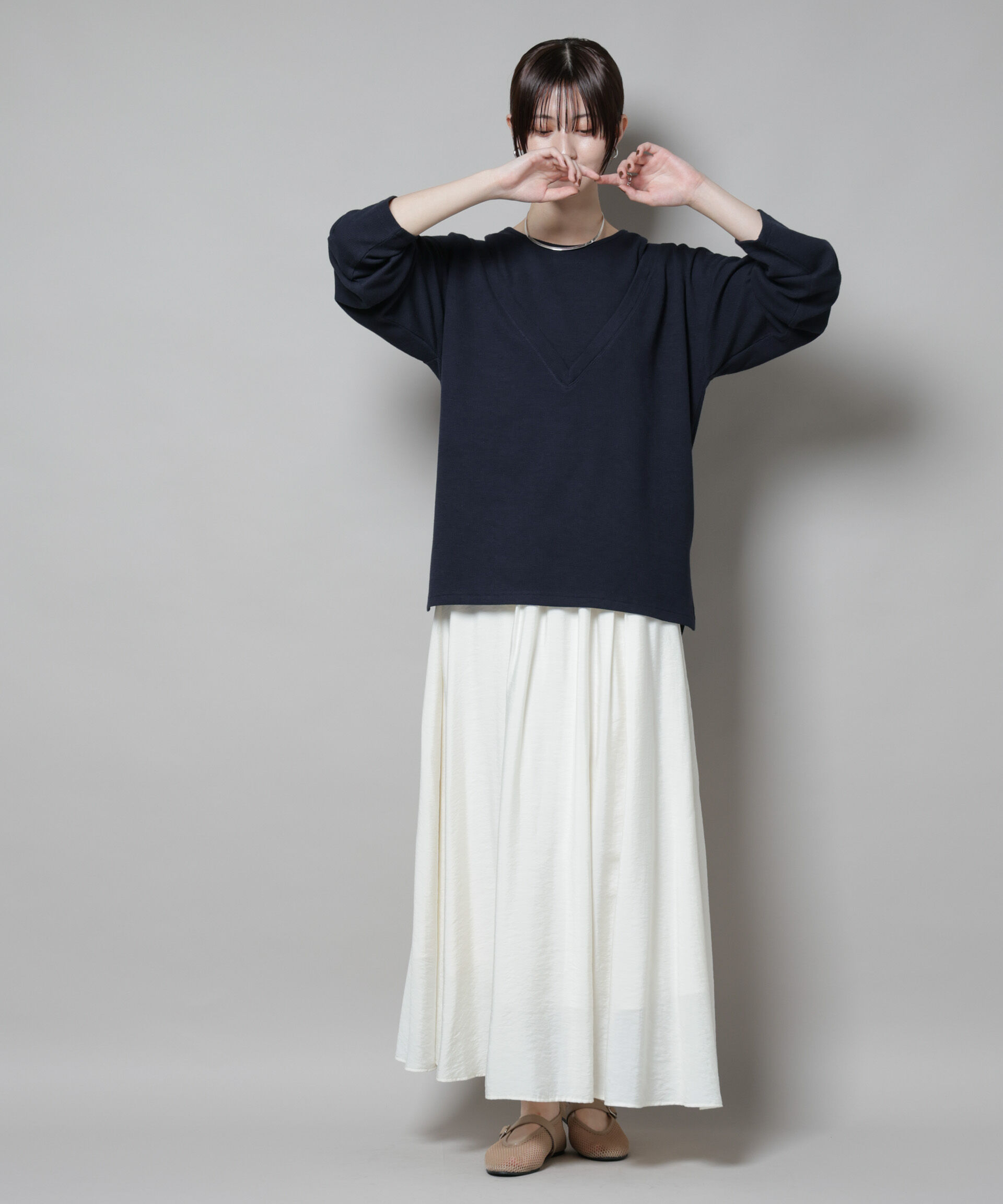 nano･universe「フェイクレイヤードワッフルカットトップス」|Tシャツ・カットソー|