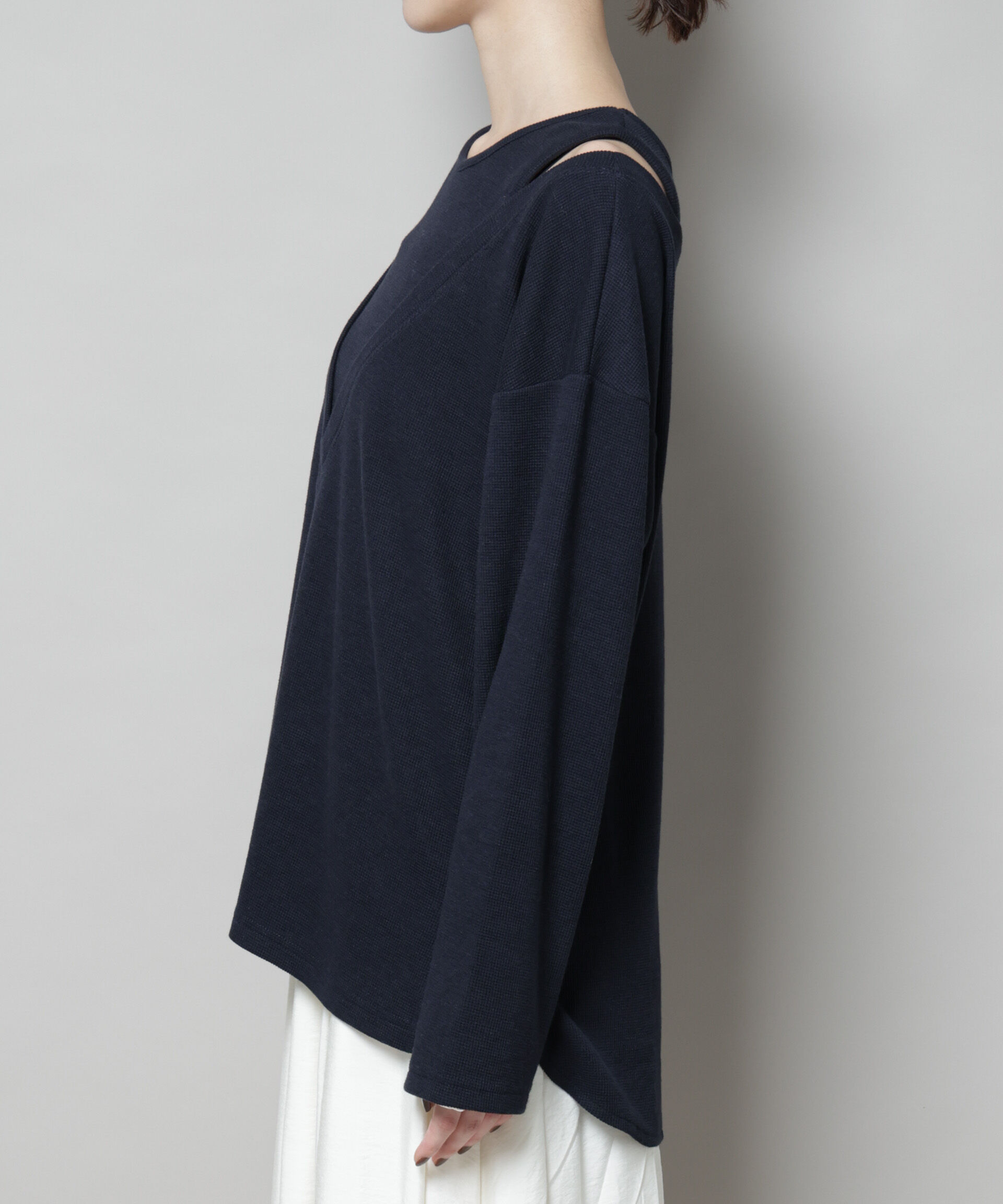 nano･universe「フェイクレイヤードワッフルカットトップス」|Tシャツ・カットソー|