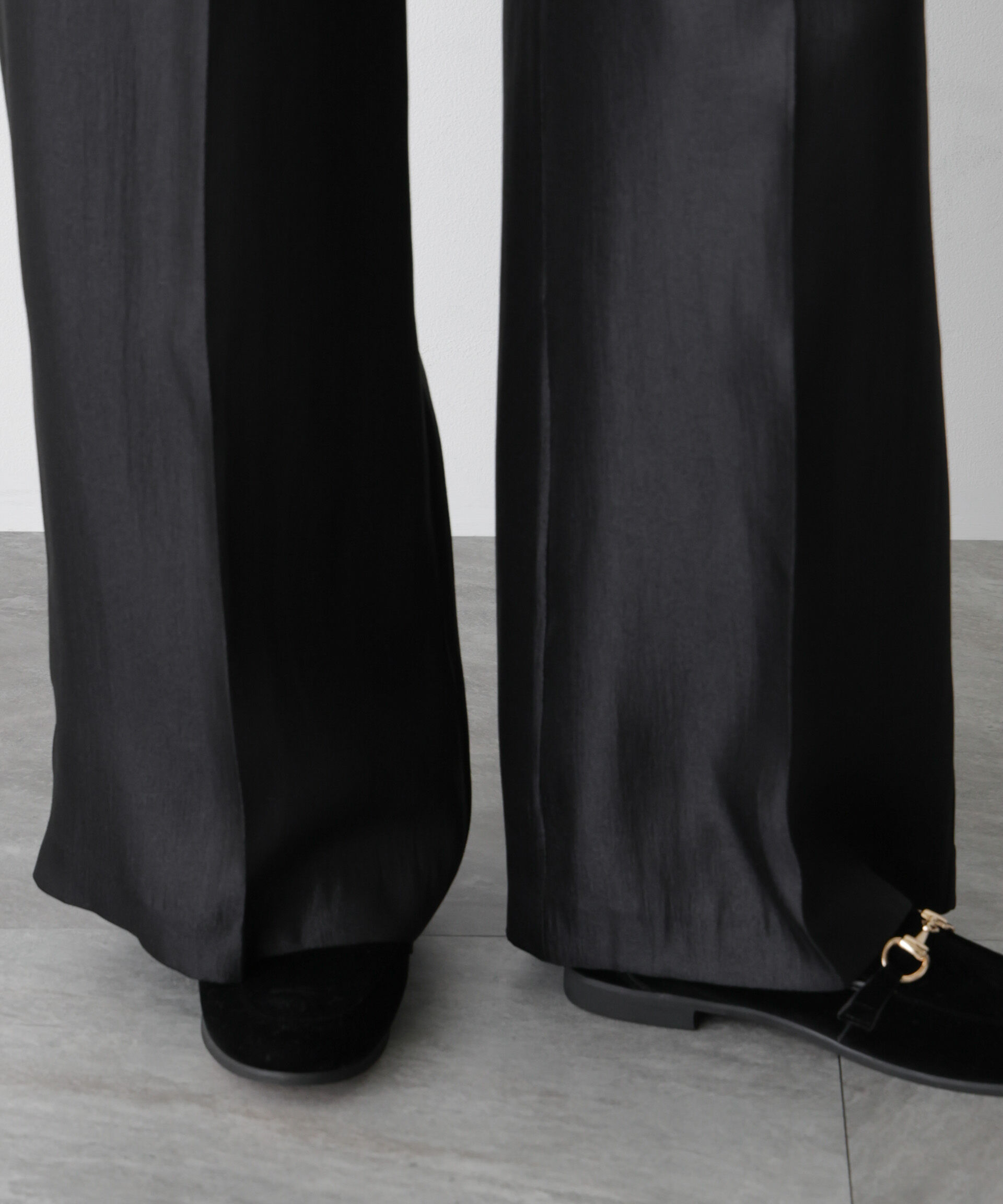 nano･universe「「STEVELOUR」サテンタックワイドパンツ(セットアップ可)」|チノ|