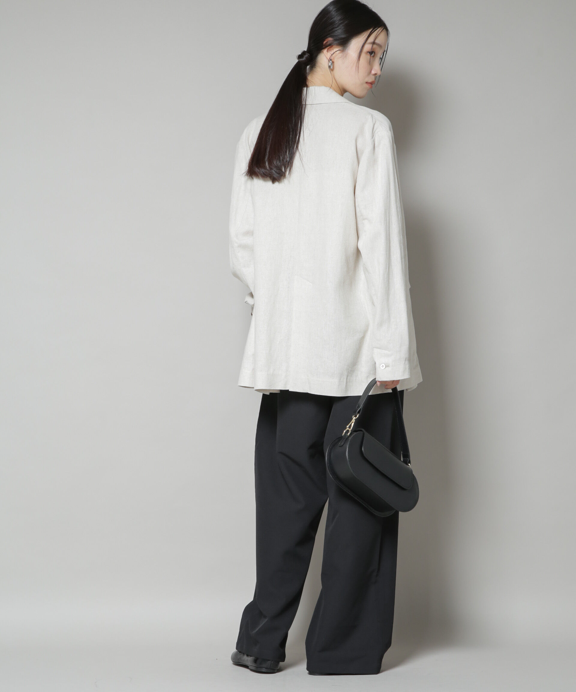 nano･universe「ウェストドロストワイドストレートパンツ」|チノ|