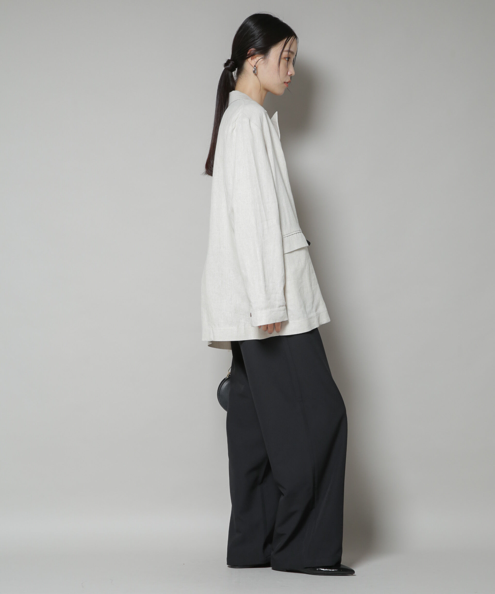 nano･universe「ウェストドロストワイドストレートパンツ」|チノ|