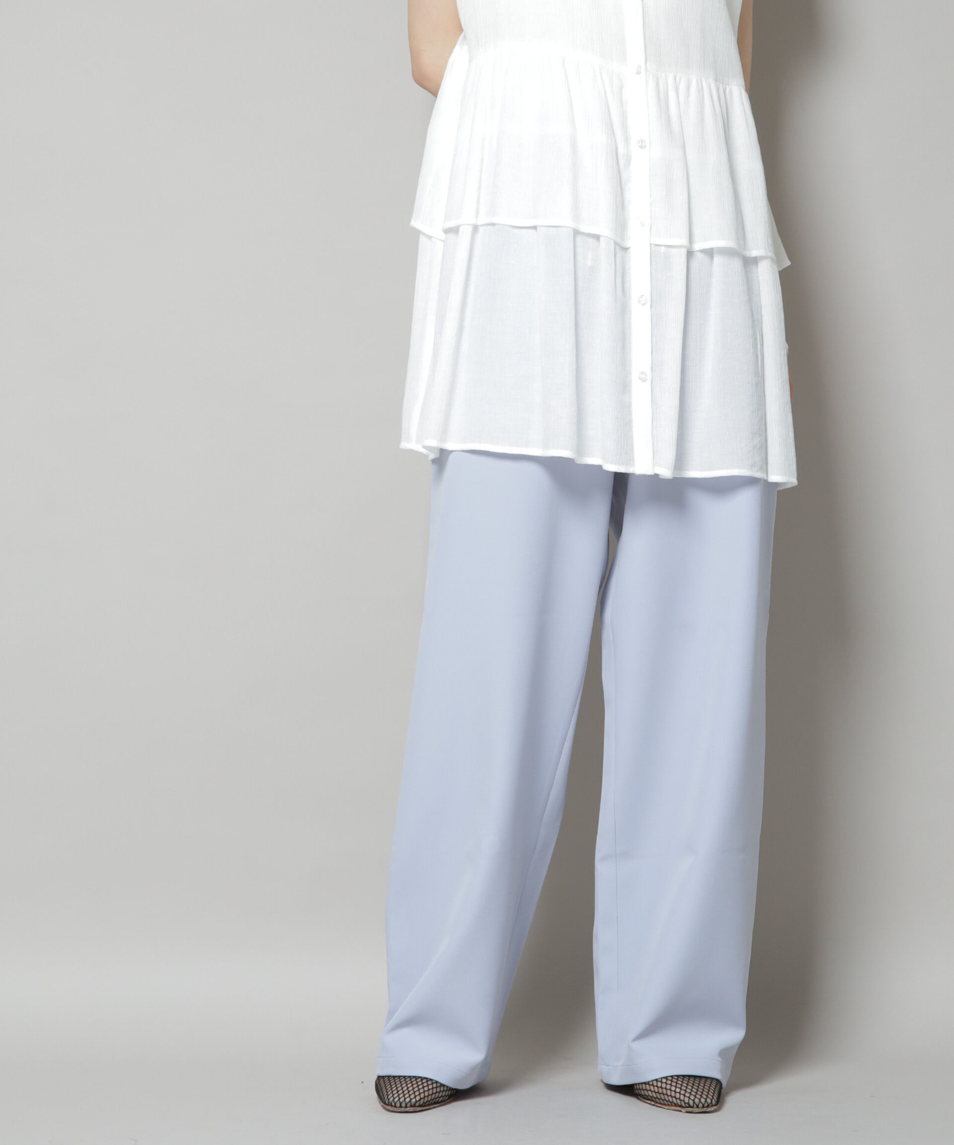 nano･universe「ウェストドロストワイドストレートパンツ」|チノ|