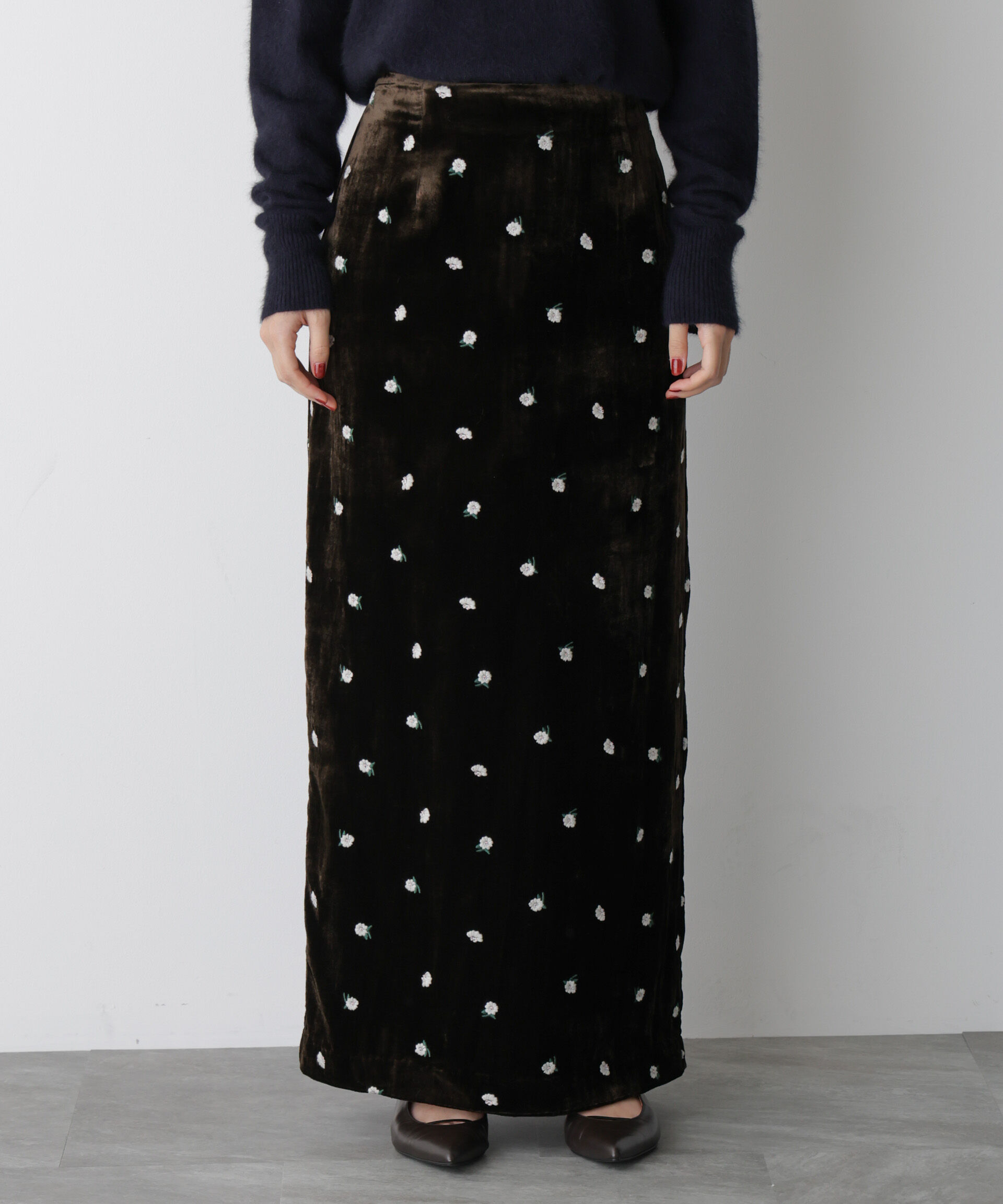  「「STEVELOUR」ベロアブルームロングスカート(セットアップ可)」|スカート|