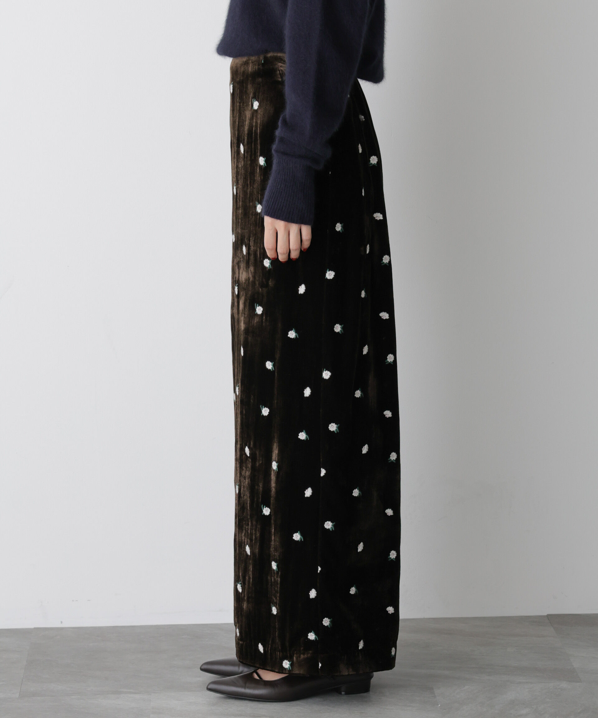  「「STEVELOUR」ベロアブルームロングスカート(セットアップ可)」|スカート|
