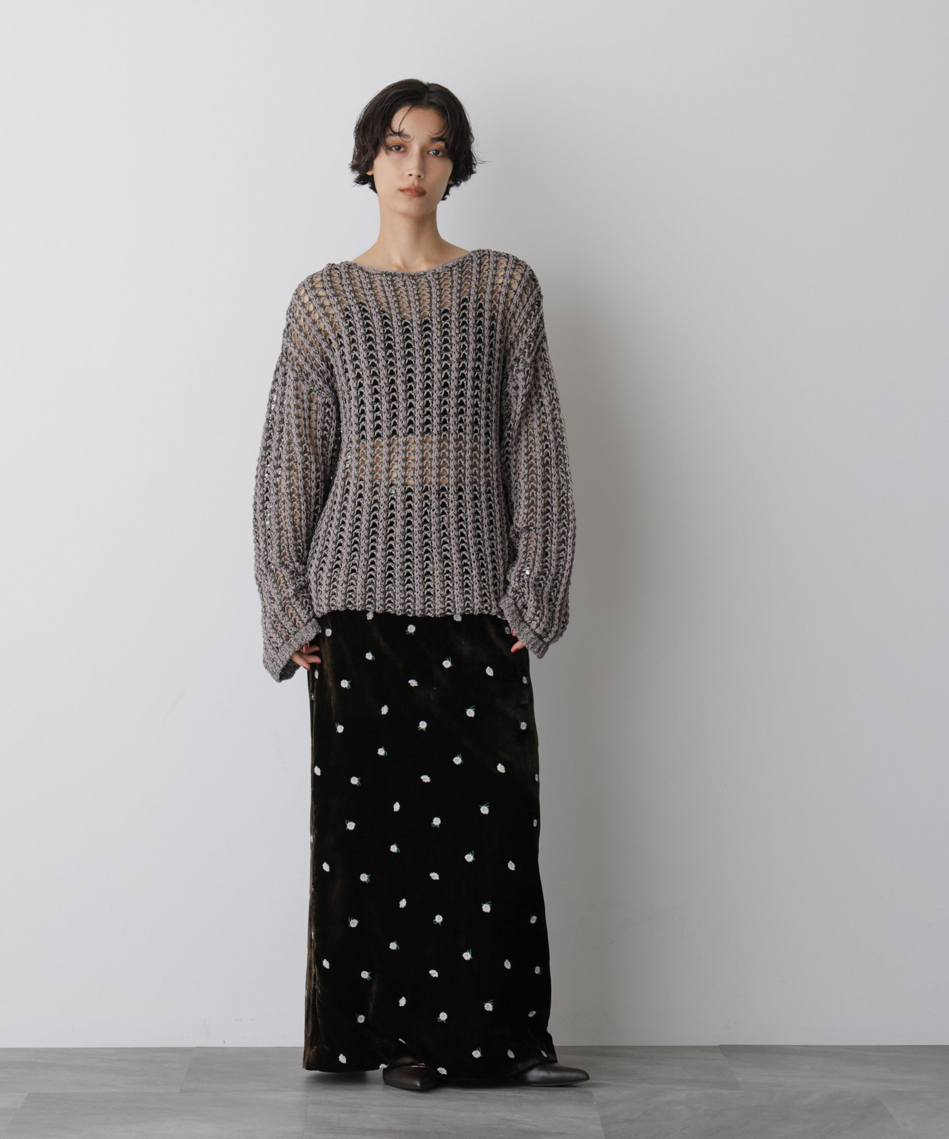  「「STEVELOUR」ベロアブルームロングスカート(セットアップ可)」|スカート|