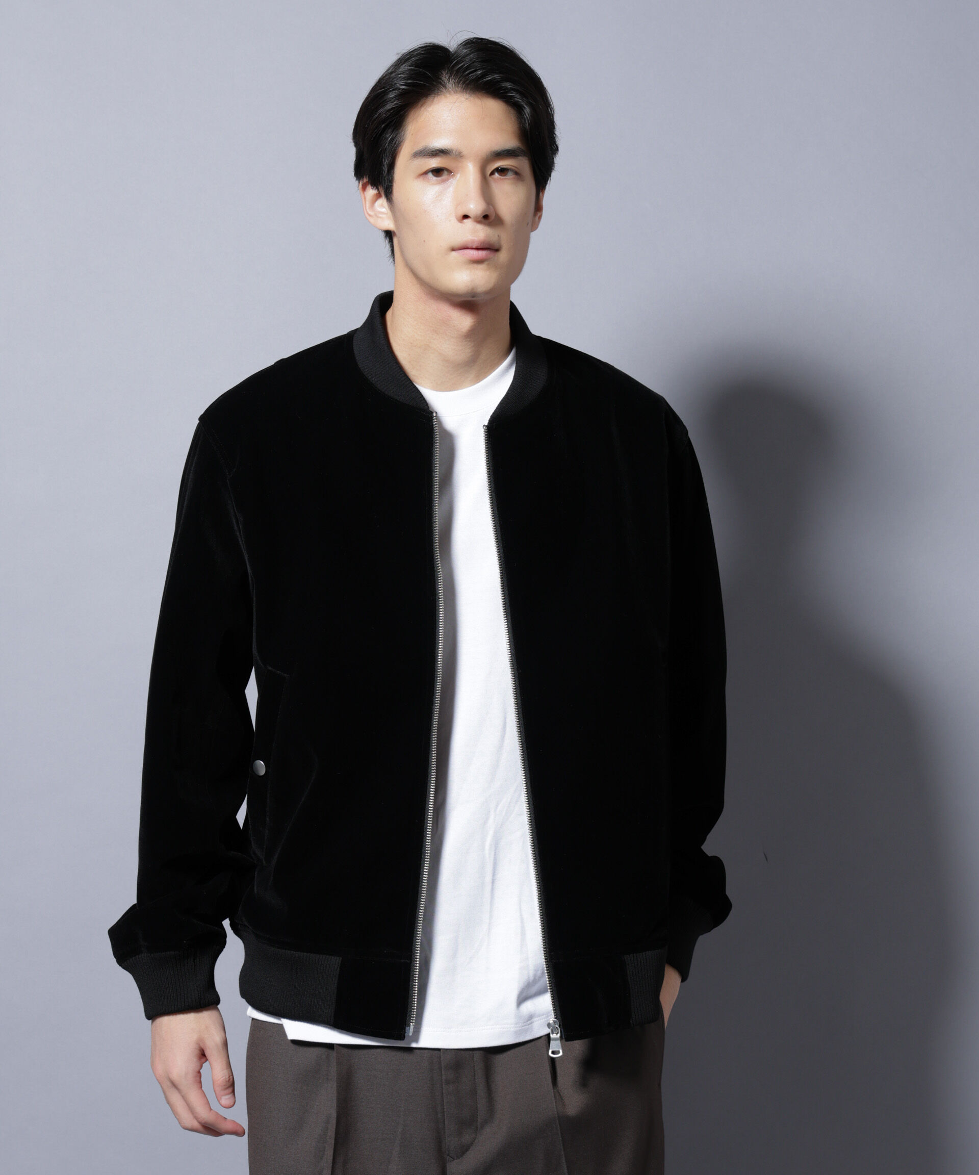 nano･universe「ベロア MA-1」|ブルゾン・スタジャン|