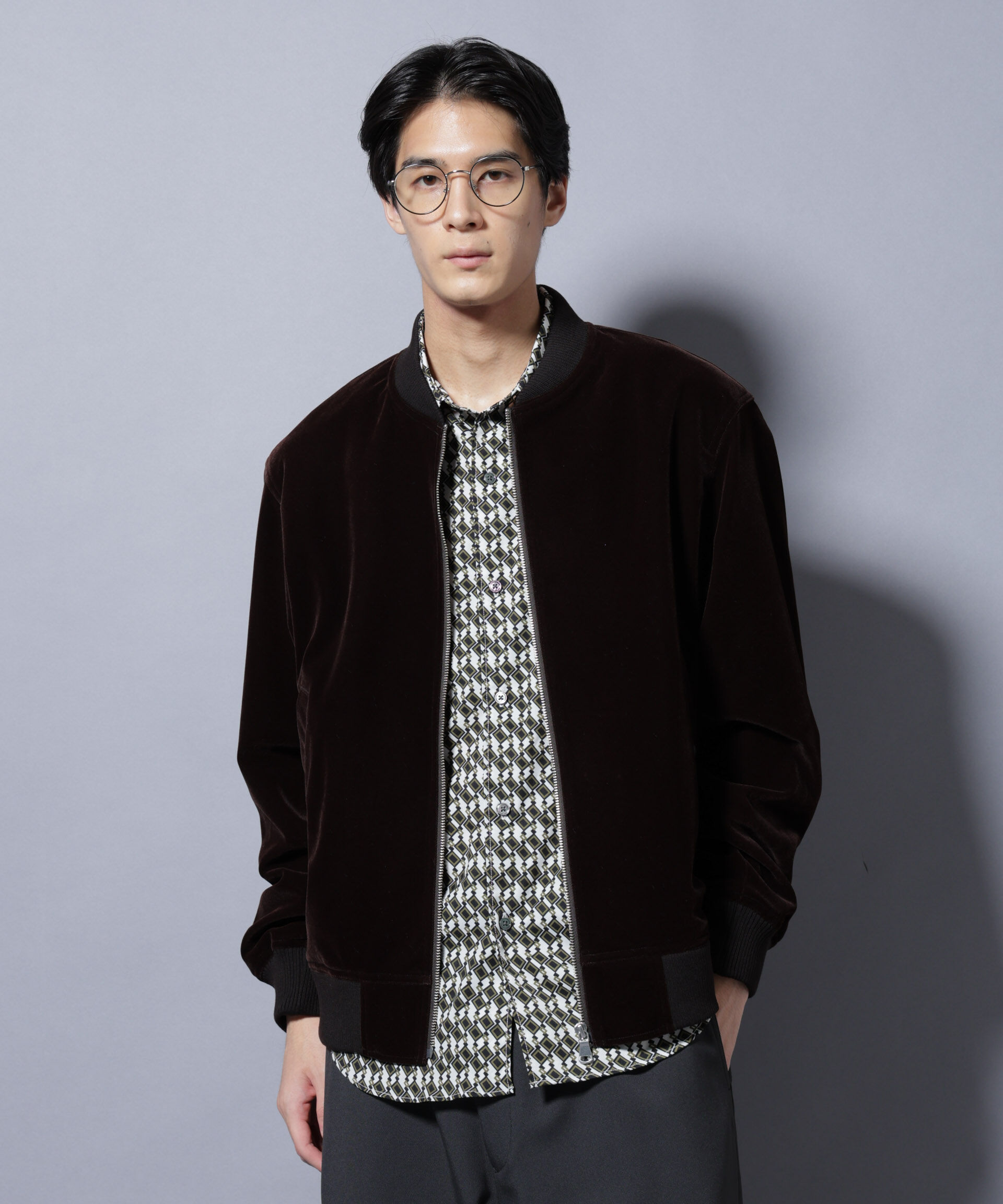 nano･universe「ベロア MA-1」|ブルゾン・スタジャン|