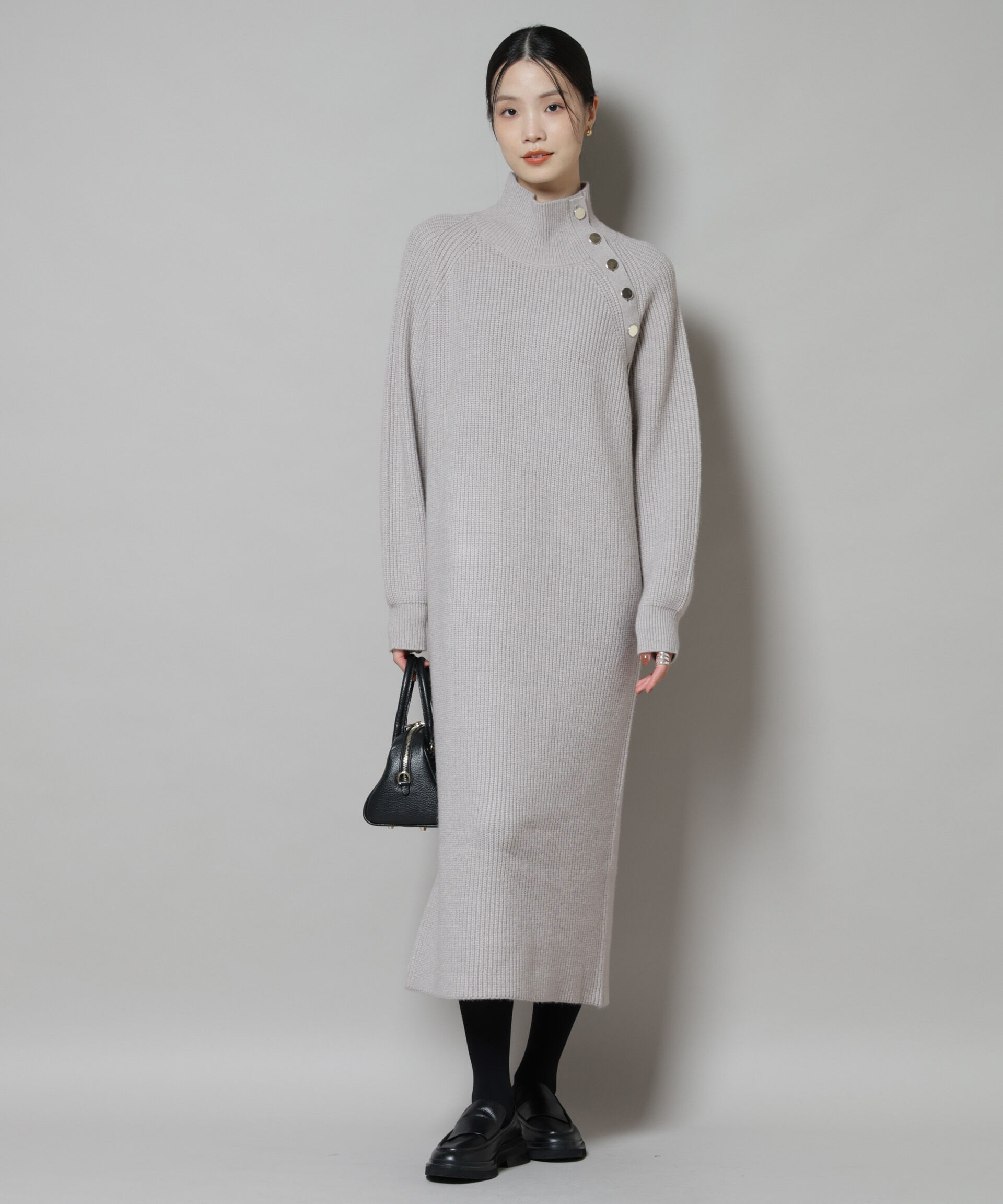 nano･universe「釦ディティールニットワンピース」|ワンピース|グレー