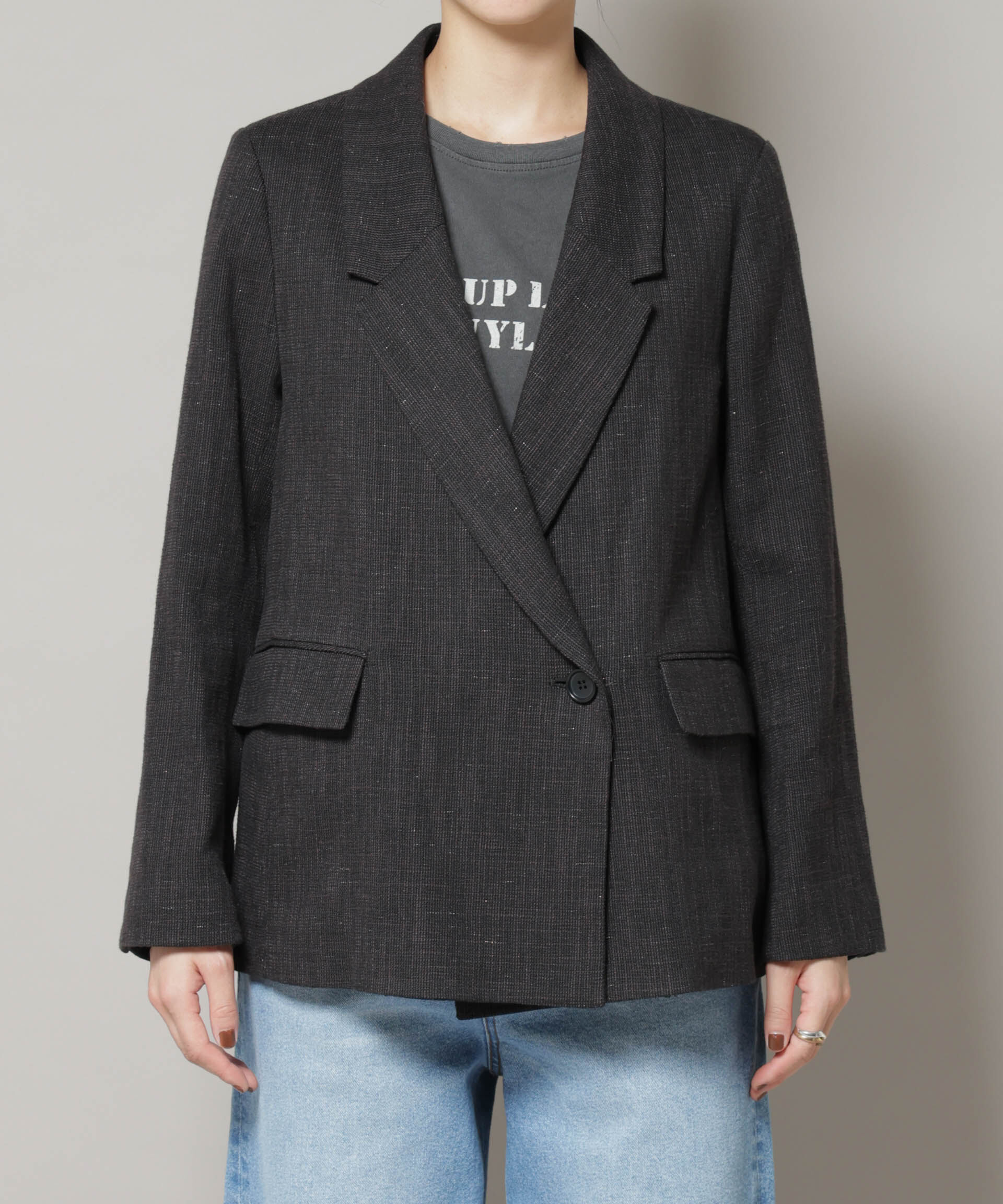 nano･universe「ツイードセミダブルジャケット(セットアップ可)」|テーラードジャケット|