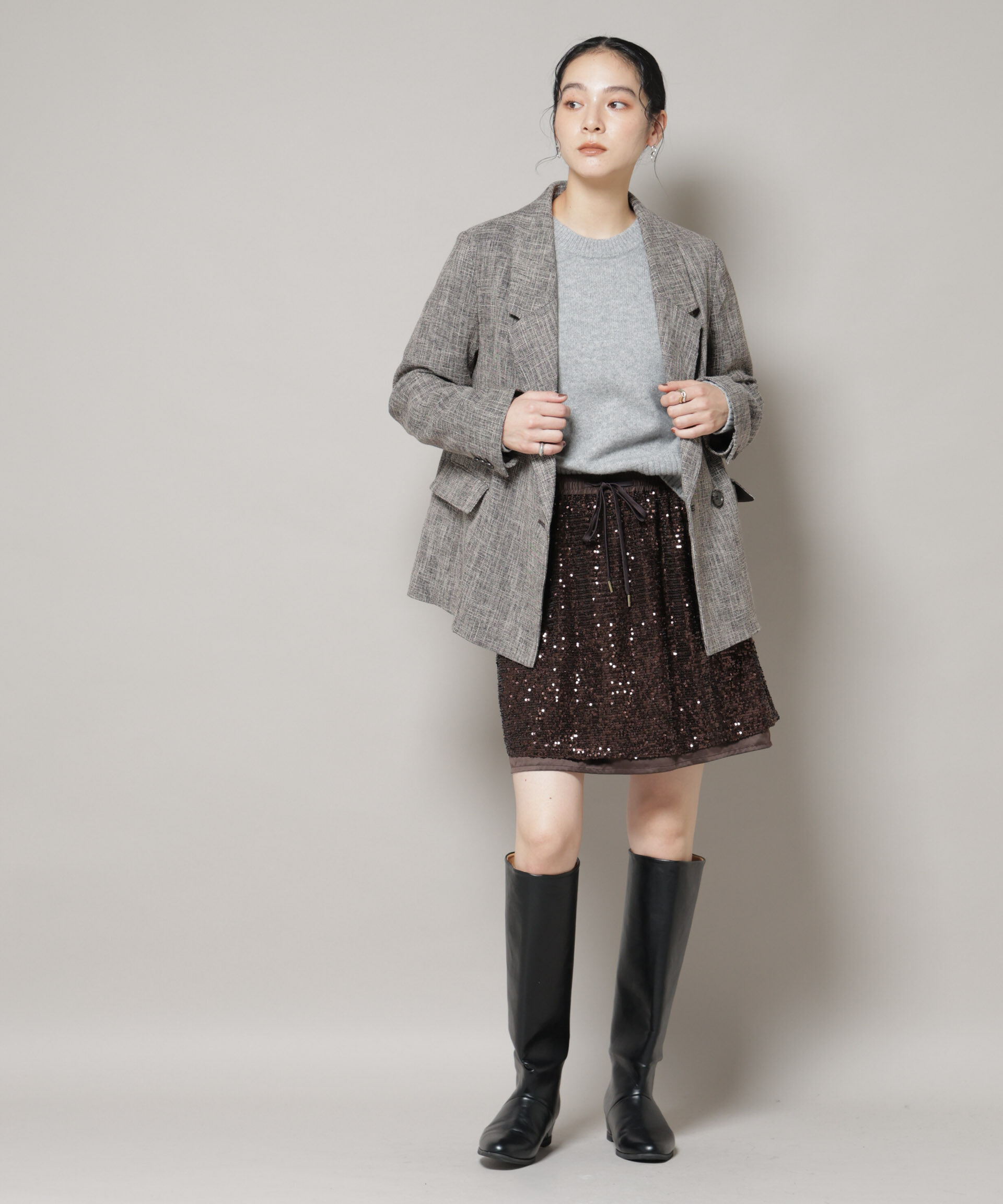 nano･universe「ツイードセミダブルジャケット(セットアップ可)」|テーラードジャケット|