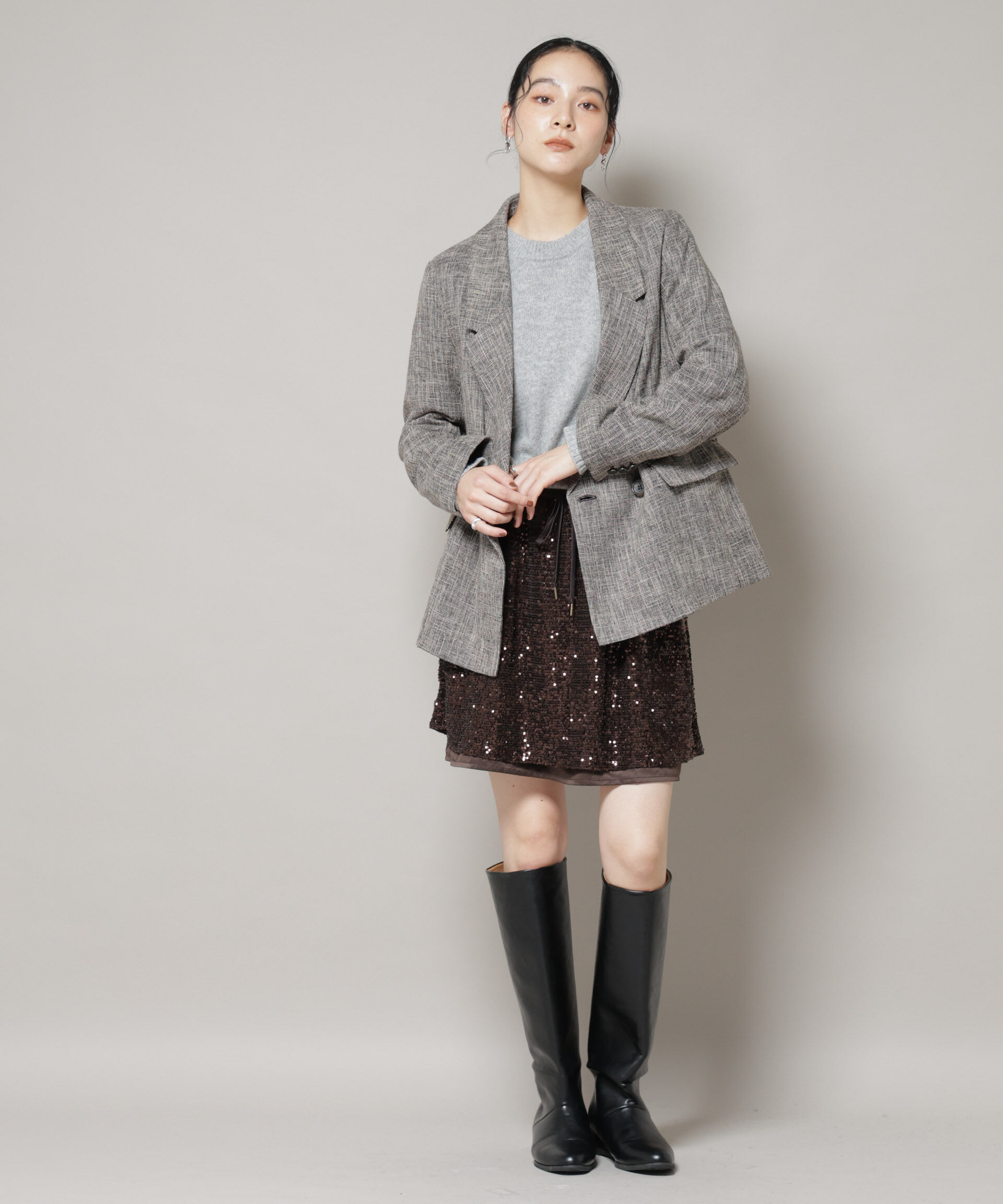 nano･universe「ツイードセミダブルジャケット(セットアップ可)」|テーラードジャケット|