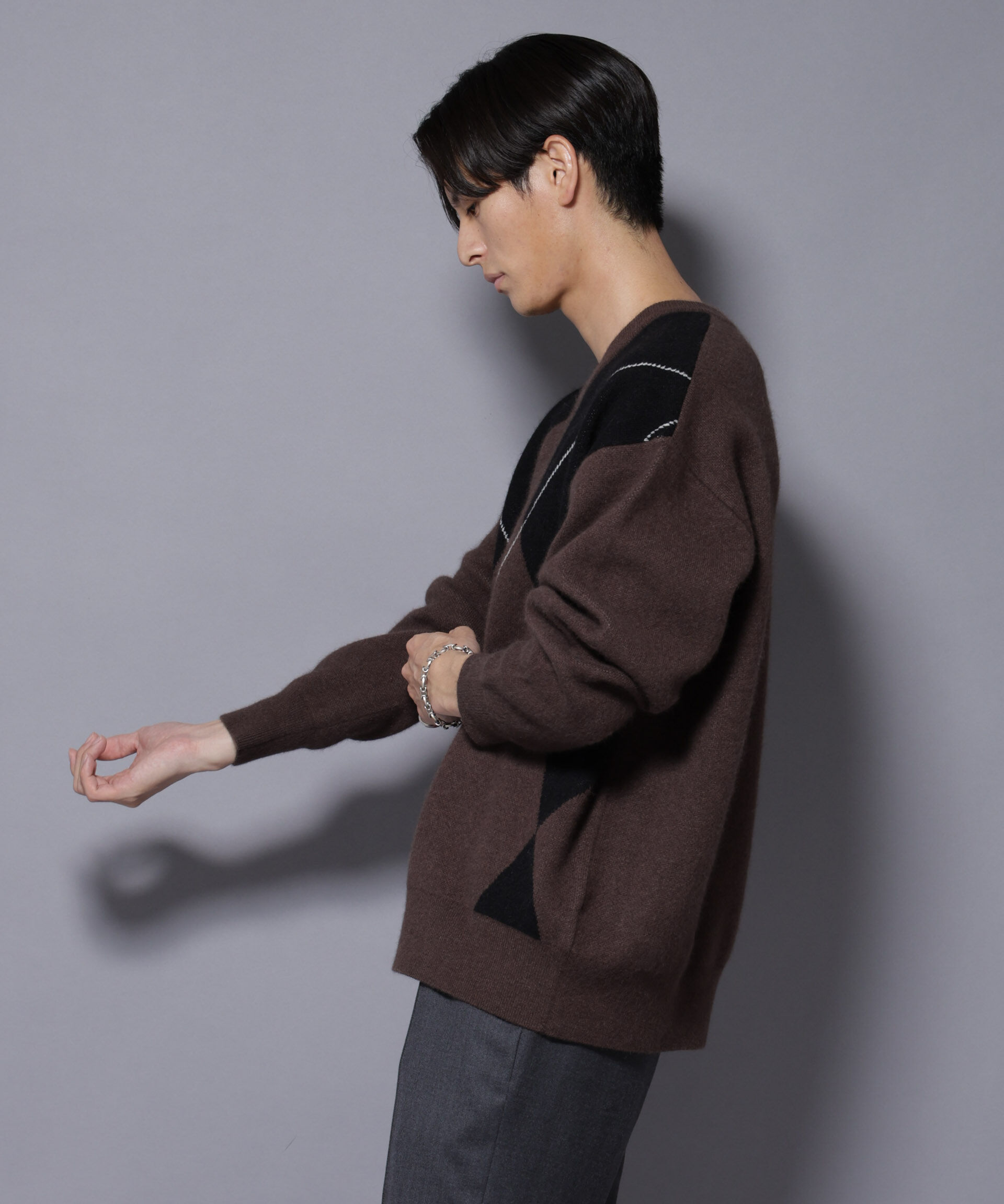 nano･universe「アンゴラ混アーガイルVネックニット」|ニット・セーター|