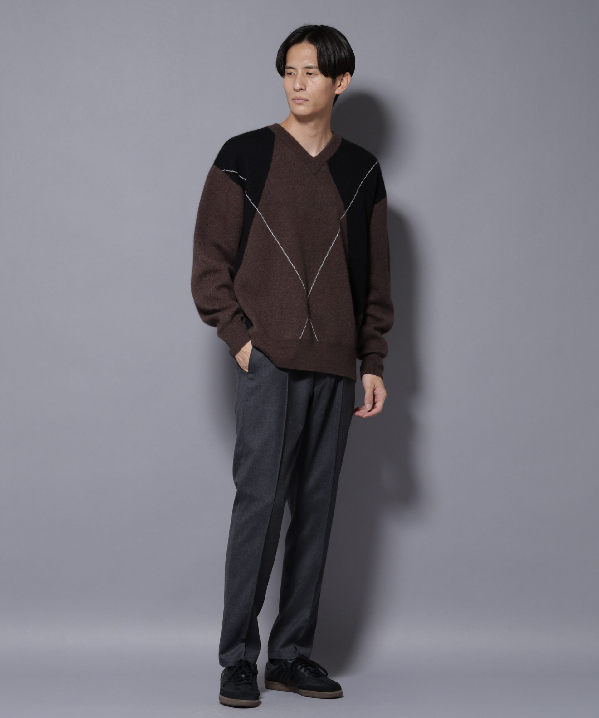 nano･universe「アンゴラ混アーガイルVネックニット」|ニット・セーター|