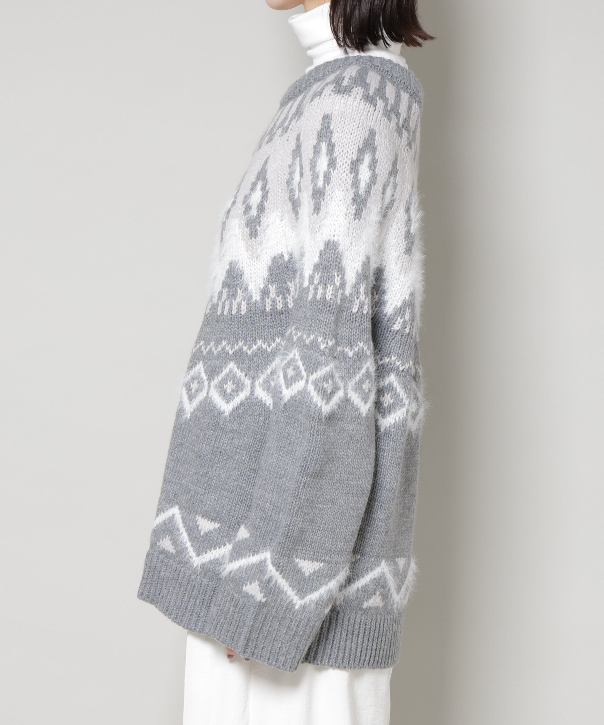 nano･universe「シャギーミックス求心柄ニットトップス」|ニット・セーター|