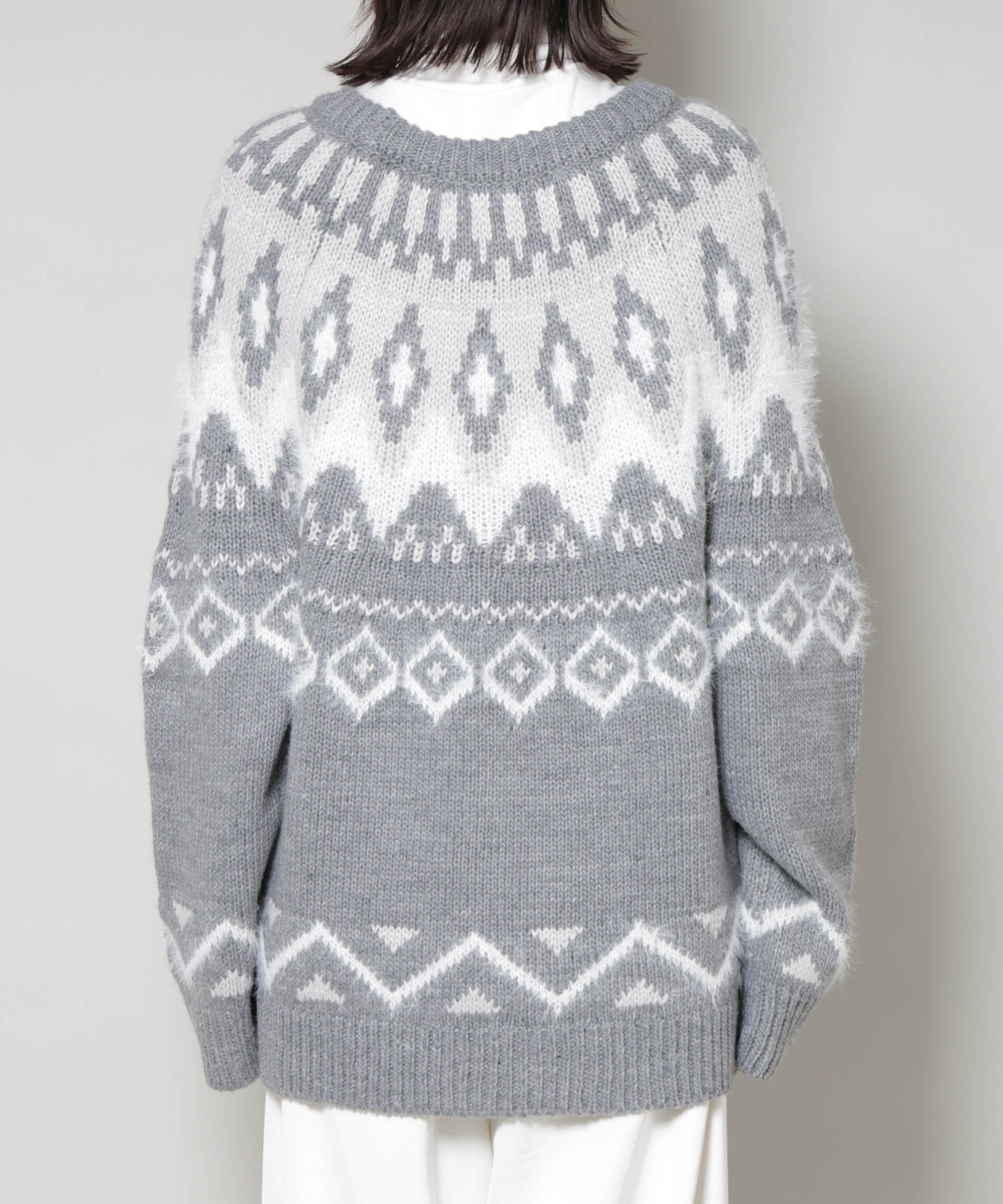 nano･universe「シャギーミックス求心柄ニットトップス」|ニット・セーター|