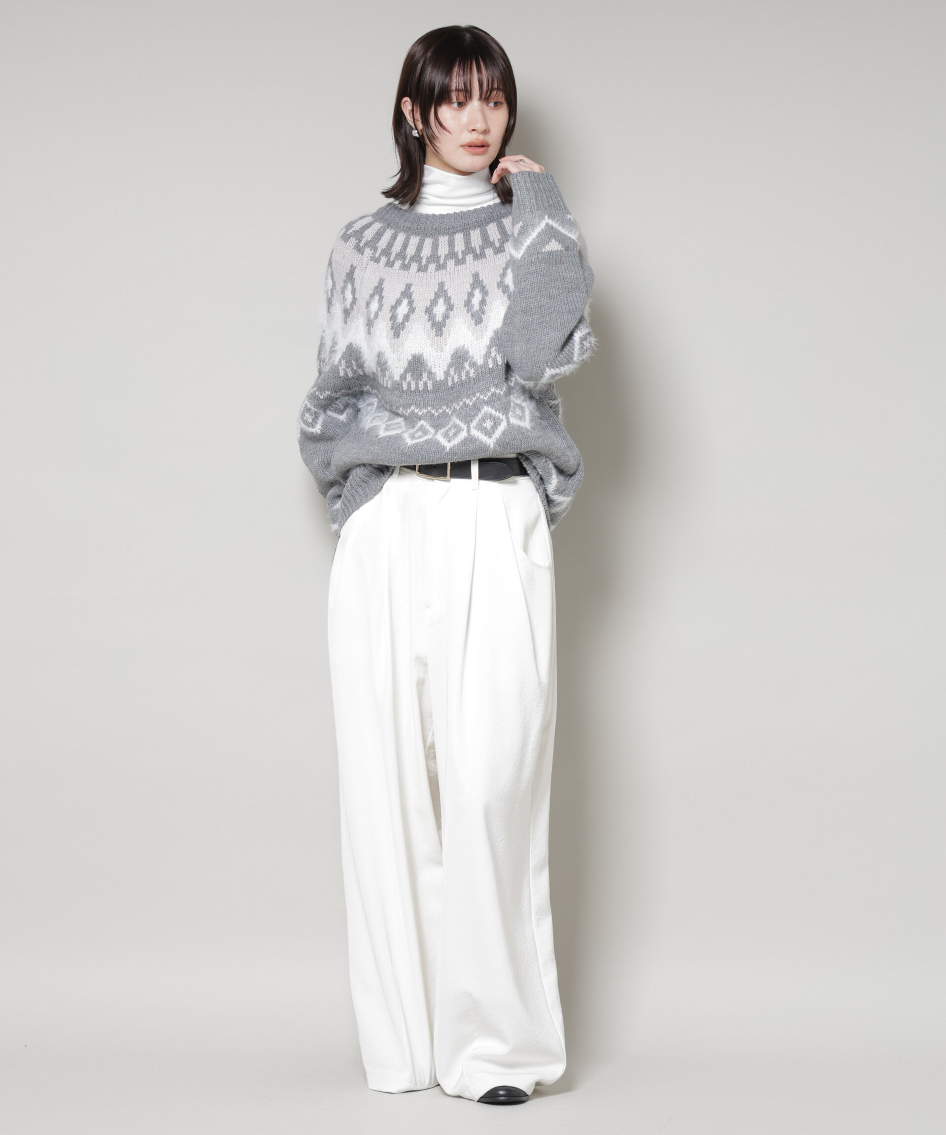 nano･universe「シャギーミックス求心柄ニットトップス」|ニット・セーター|