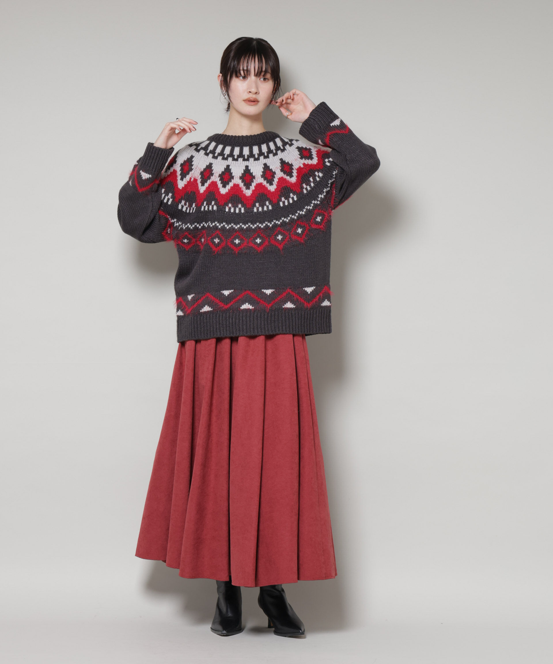 nano･universe「シャギーミックス求心柄ニットトップス」|ニット・セーター|