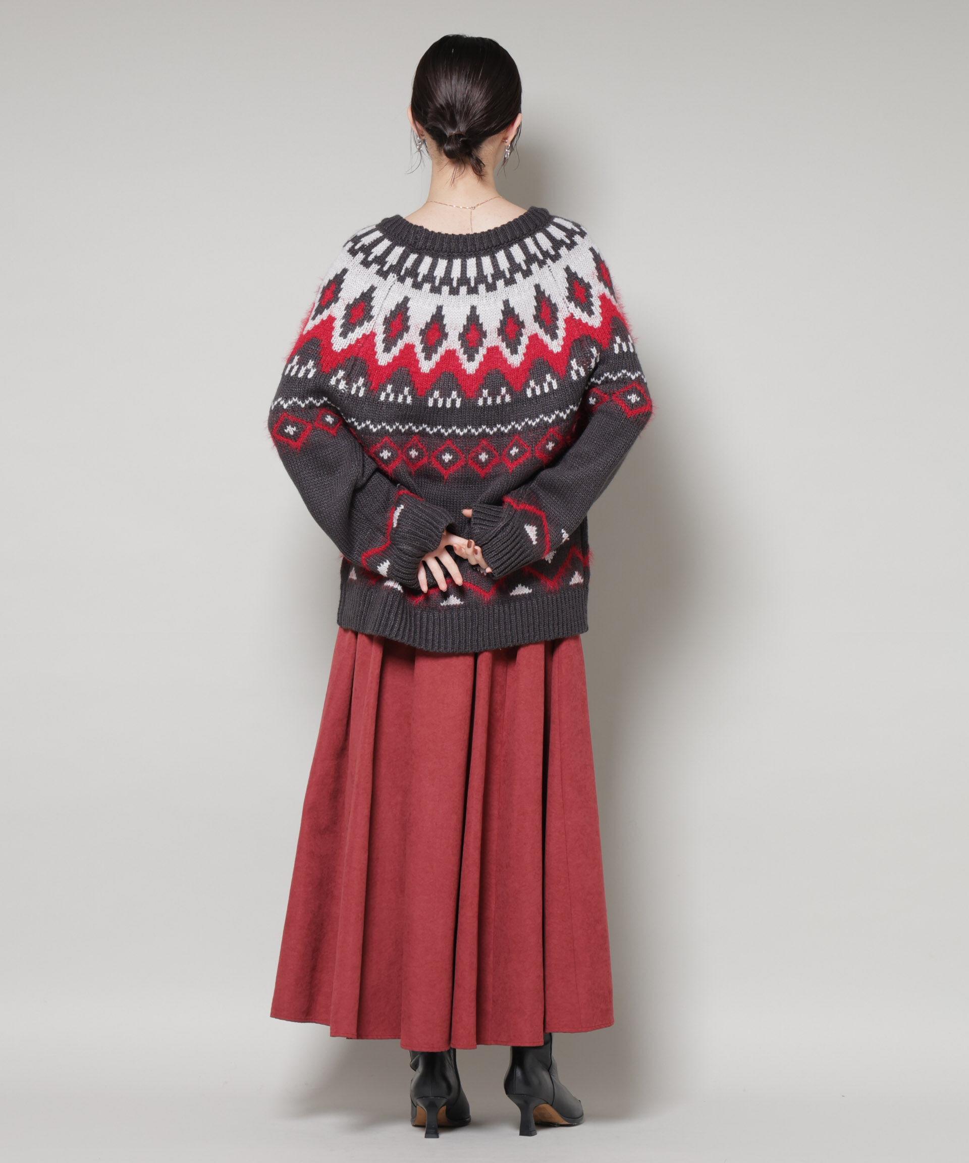 nano･universe「シャギーミックス求心柄ニットトップス」|ニット・セーター|