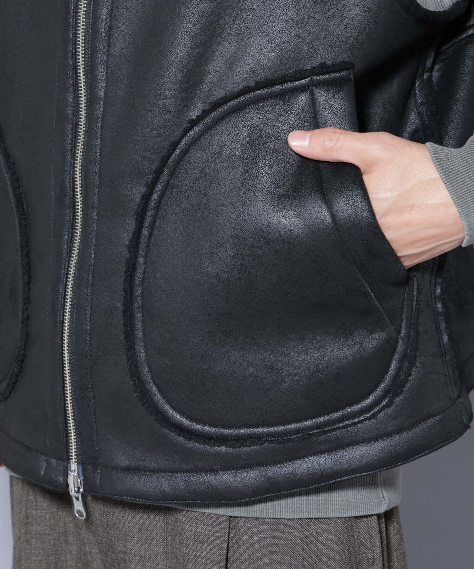 nano･universe「クラックフェイクムートンリバーシブルベスト」|ダウンベスト・ベスト|