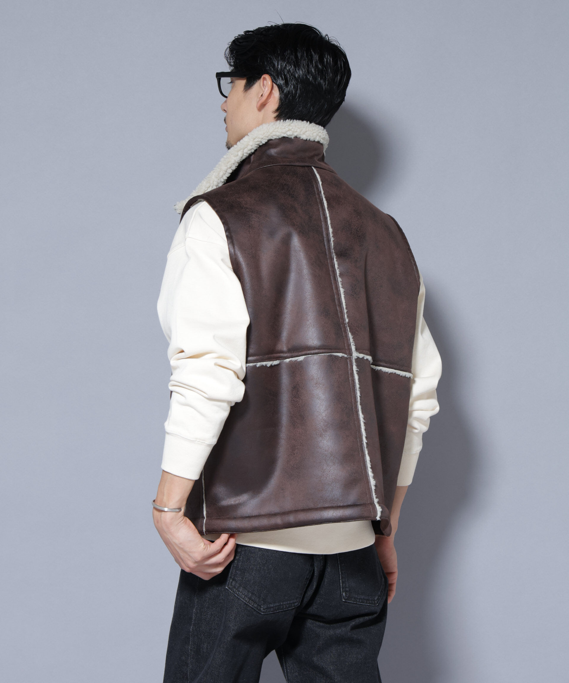 nano･universe「クラックフェイクムートンリバーシブルベスト」|ダウンベスト・ベスト|