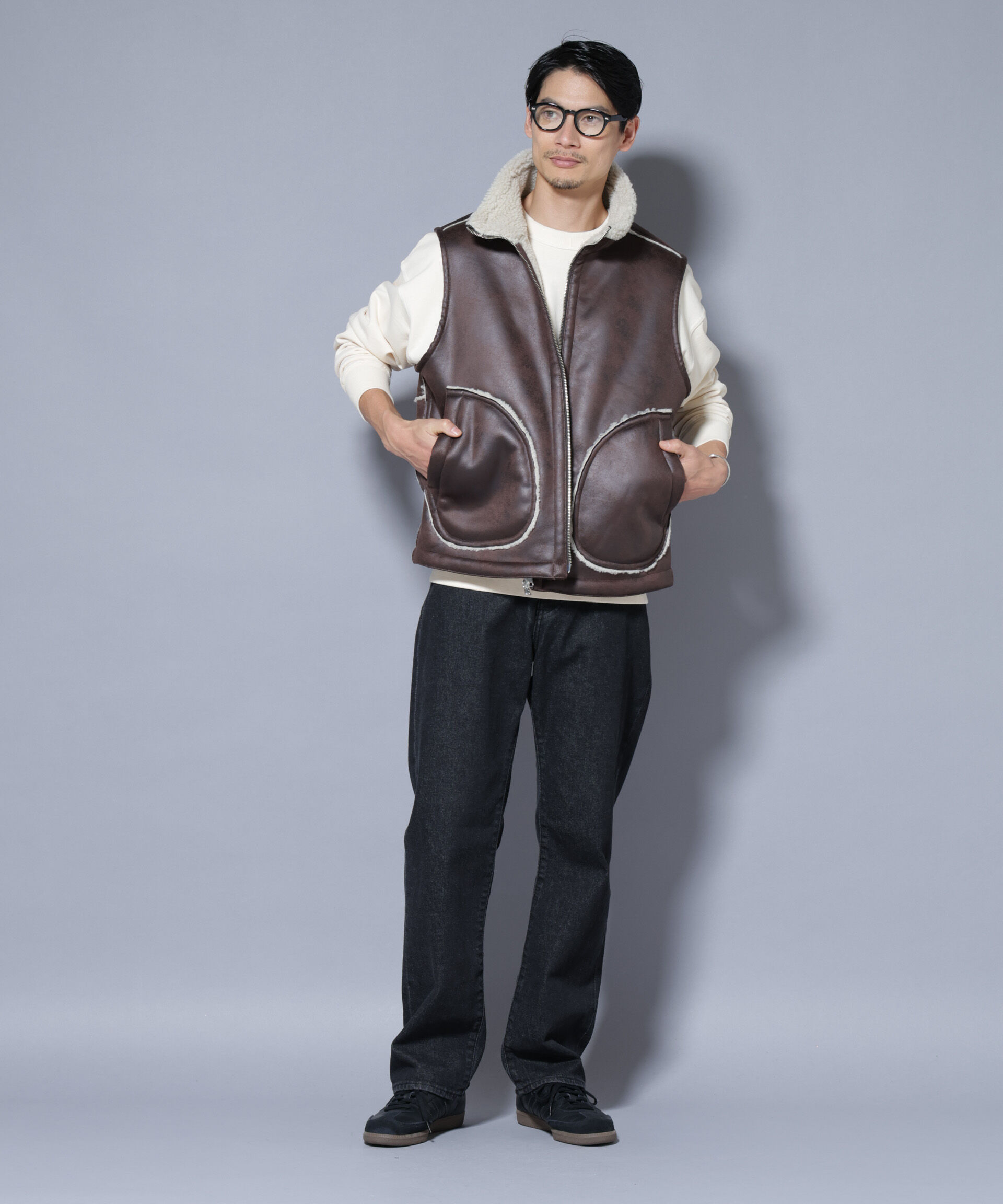 nano･universe「クラックフェイクムートンリバーシブルベスト」|ダウンベスト・ベスト|